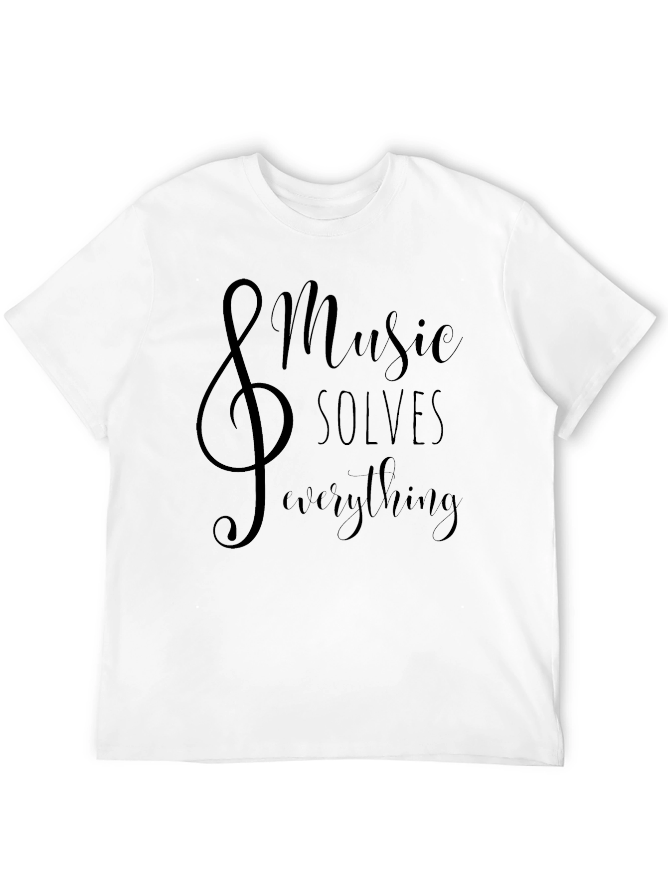 Music Solves Everything T-Shirt - Stylish Treble Clef Design