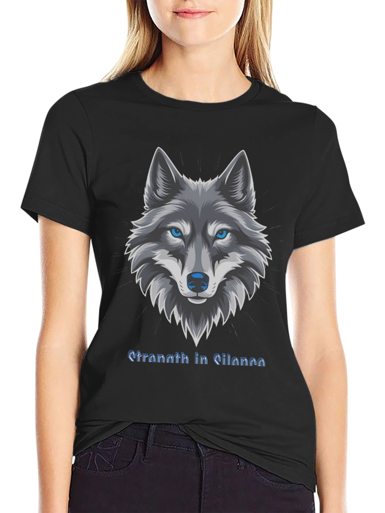 Mens Wolf Graphic T-Shirt - Strength in Silence