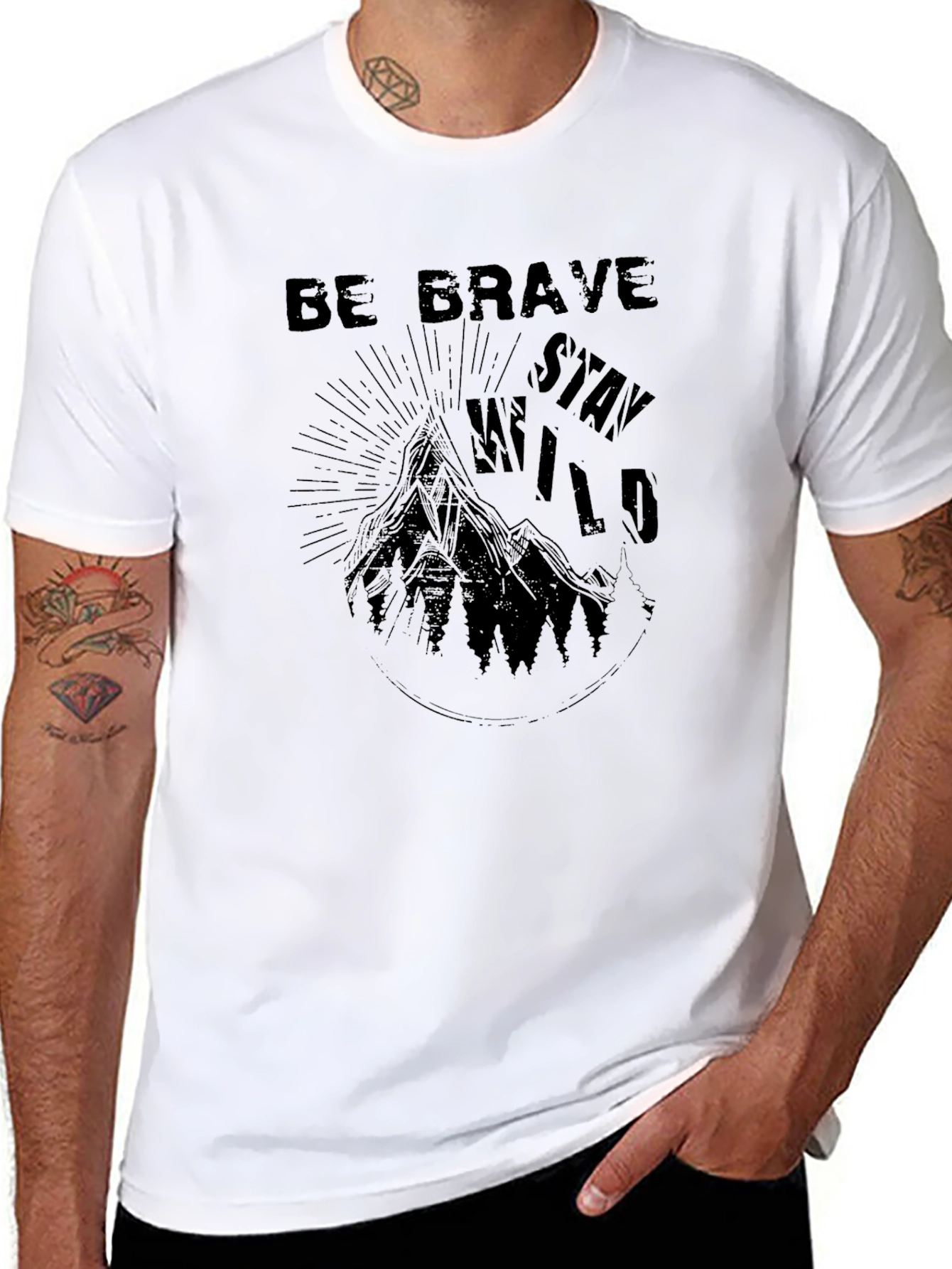Be Brave Stay Wild Graphic T-Shirt for Men