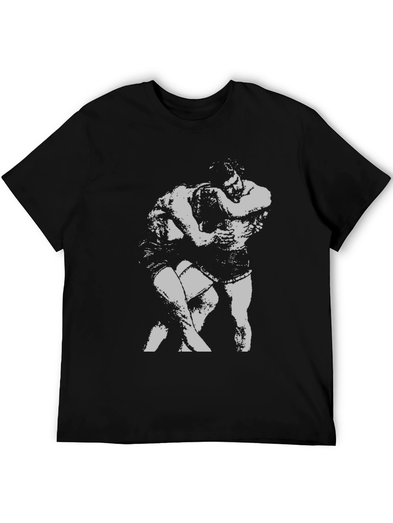 Wrestling Graphic Tee - Black Cotton