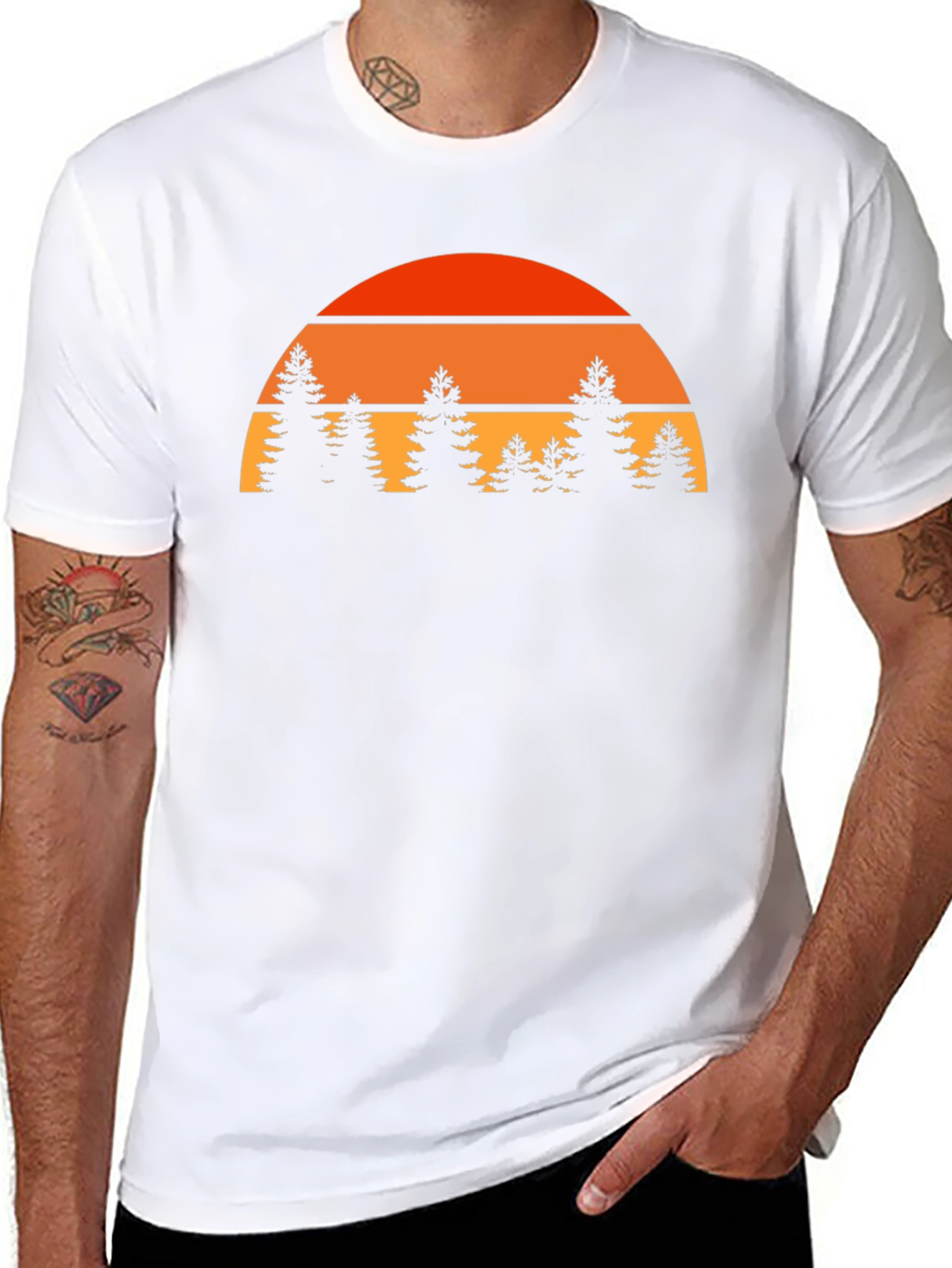 Retro Sunset Trees Graphic T-Shirt