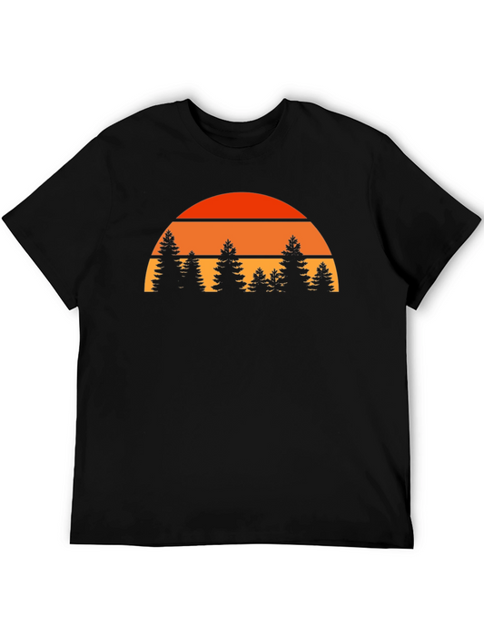 Retro Sunset Trees Graphic T-Shirt