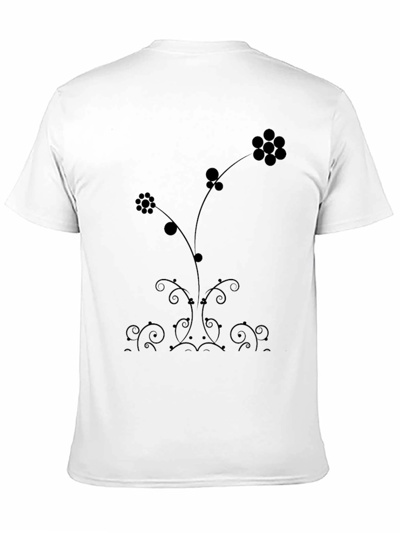 Elegant Floral Print Black T-Shirt