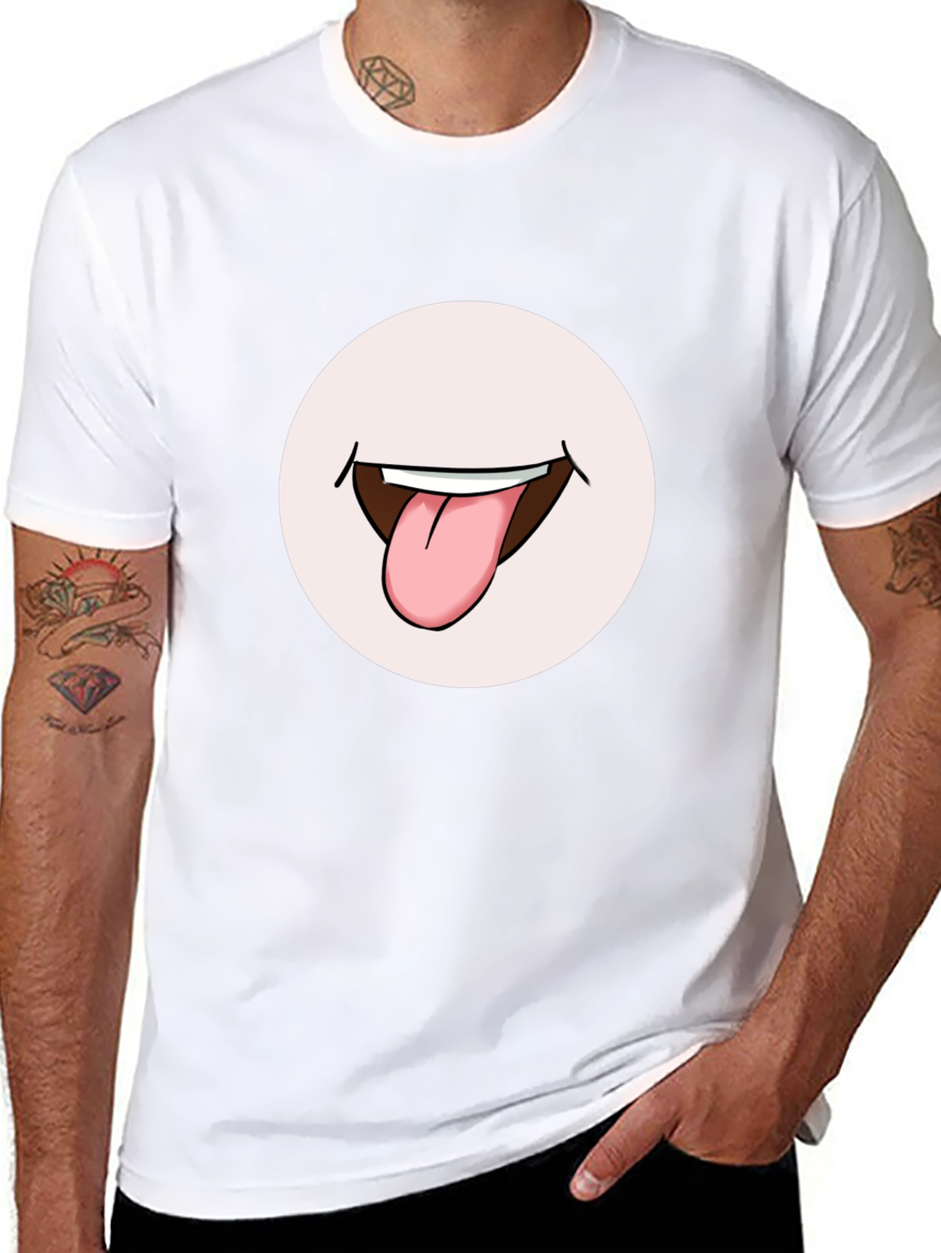 Funny Tongue Out Graphic Tee - Black