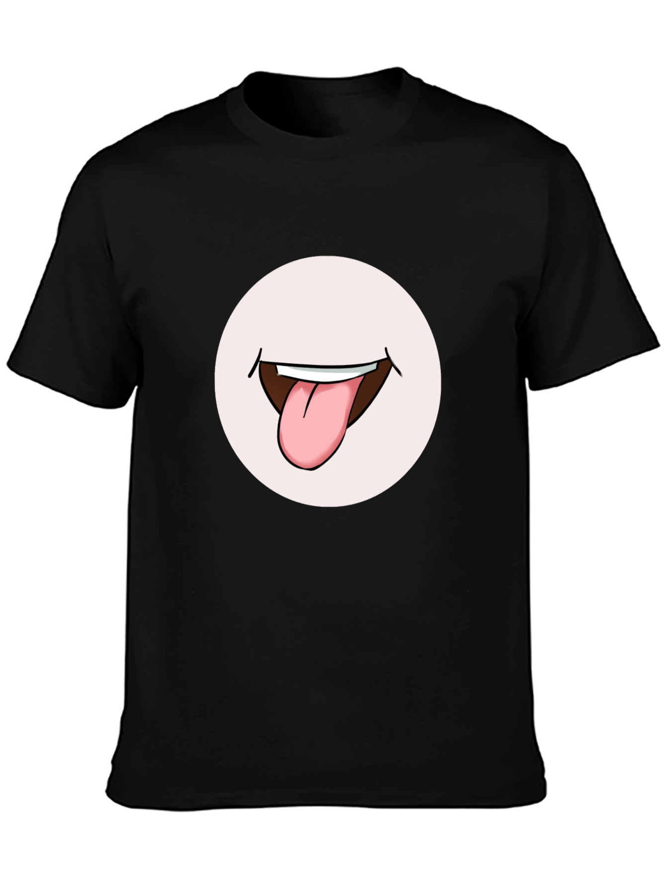 Funny Tongue Out Graphic Tee - Black