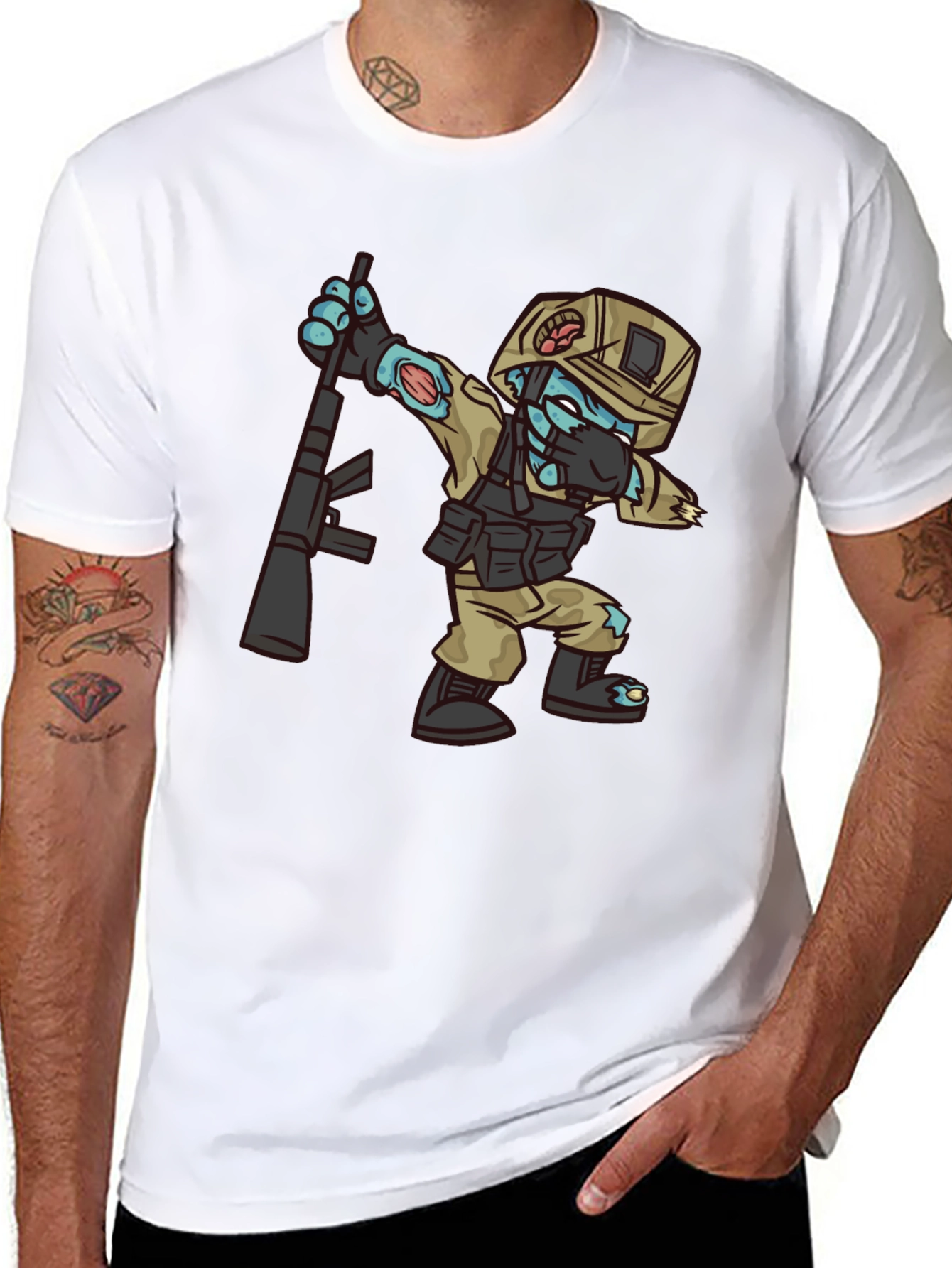 Zombie Soldier Dabbing T-Shirt - Funny Graphic Tee