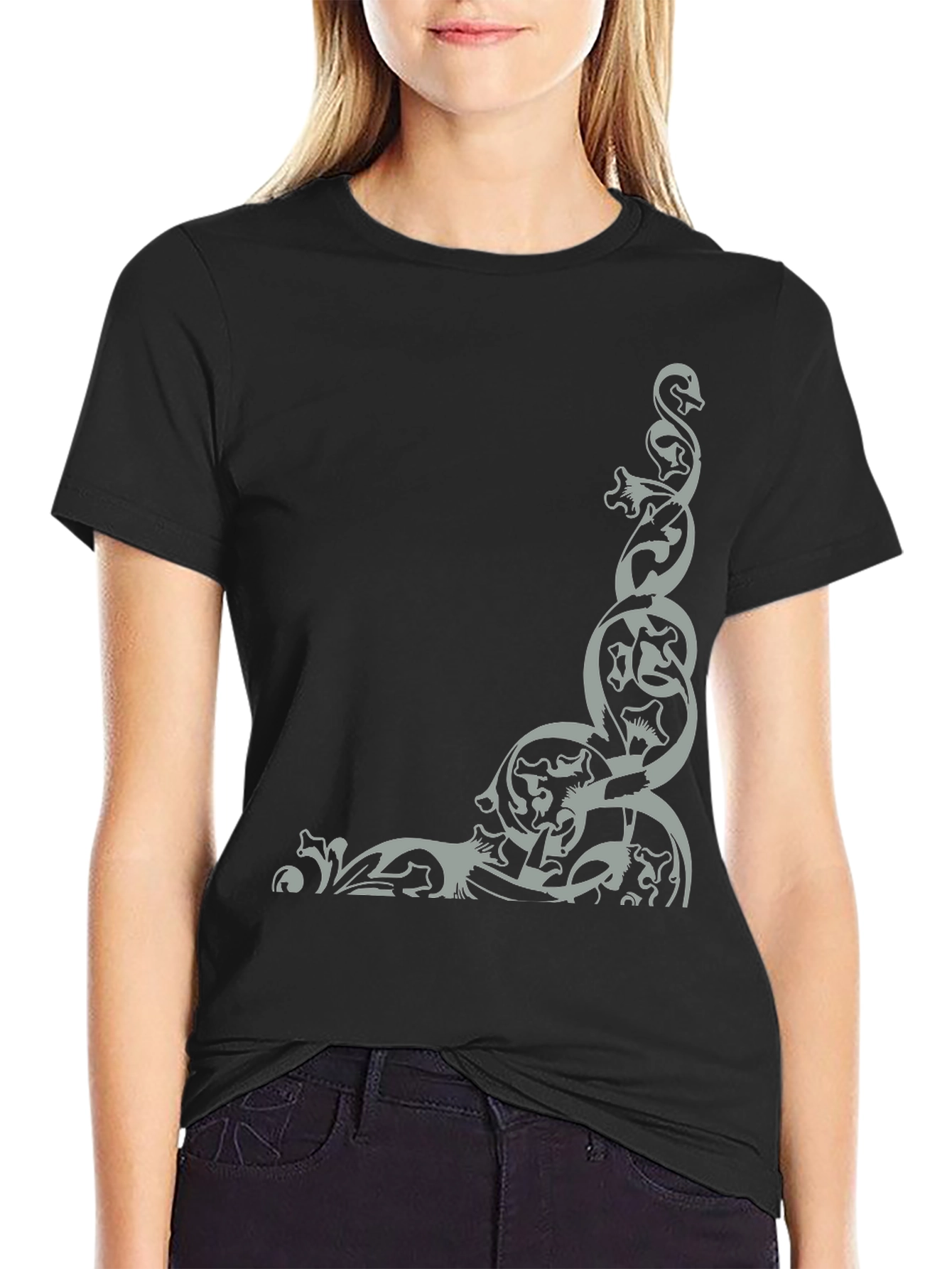 Mens Black T-Shirt with Celtic Knot Design
