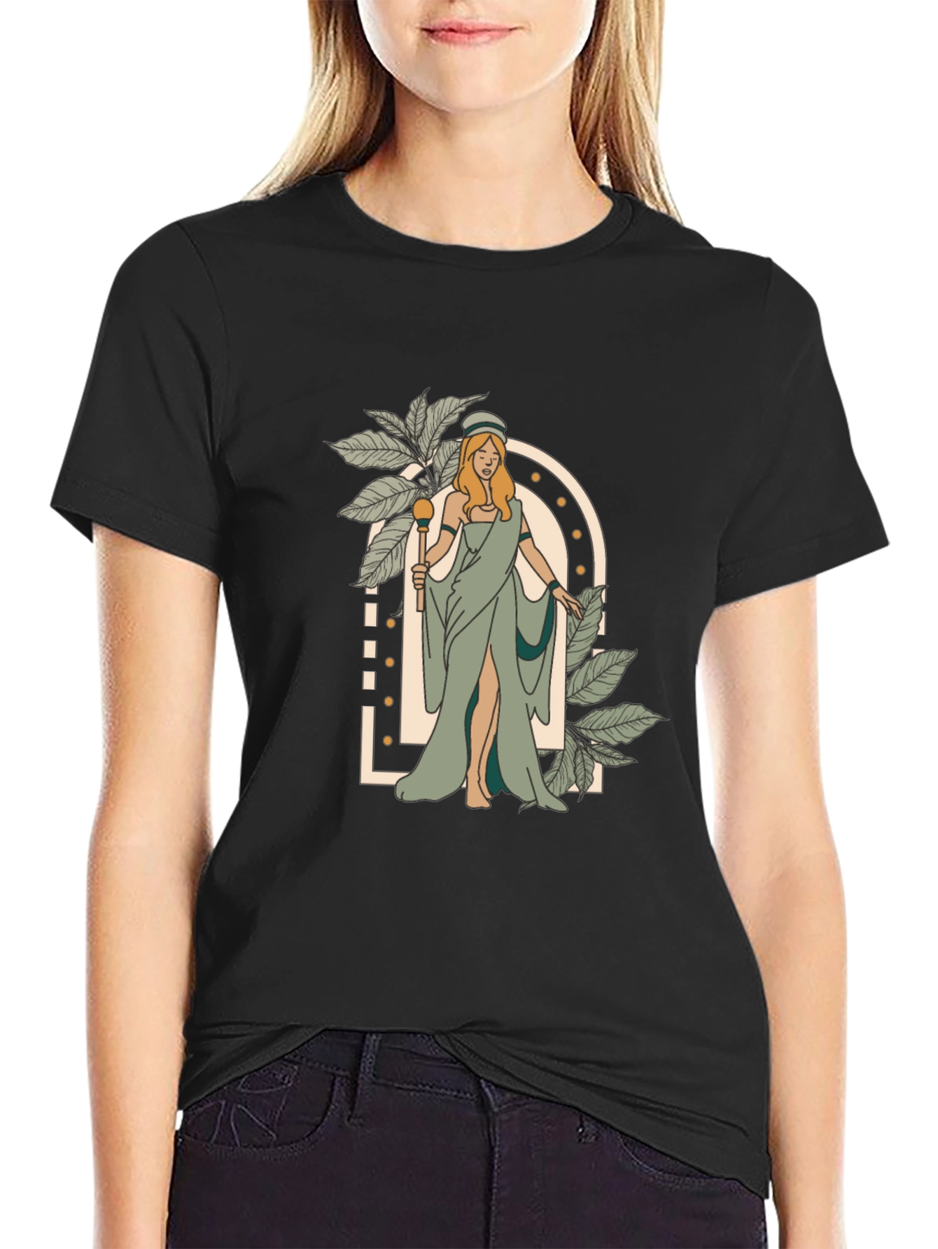 Goddess Graphic Tee - Black Cotton T-Shirt