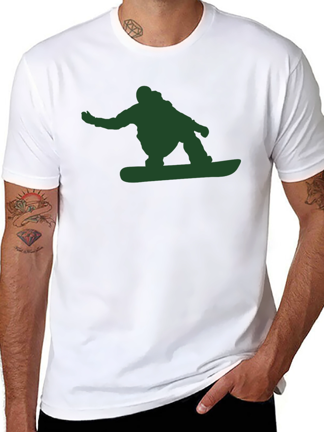 Snowboarder Graphic Tee - Black Cotton T-Shirt
