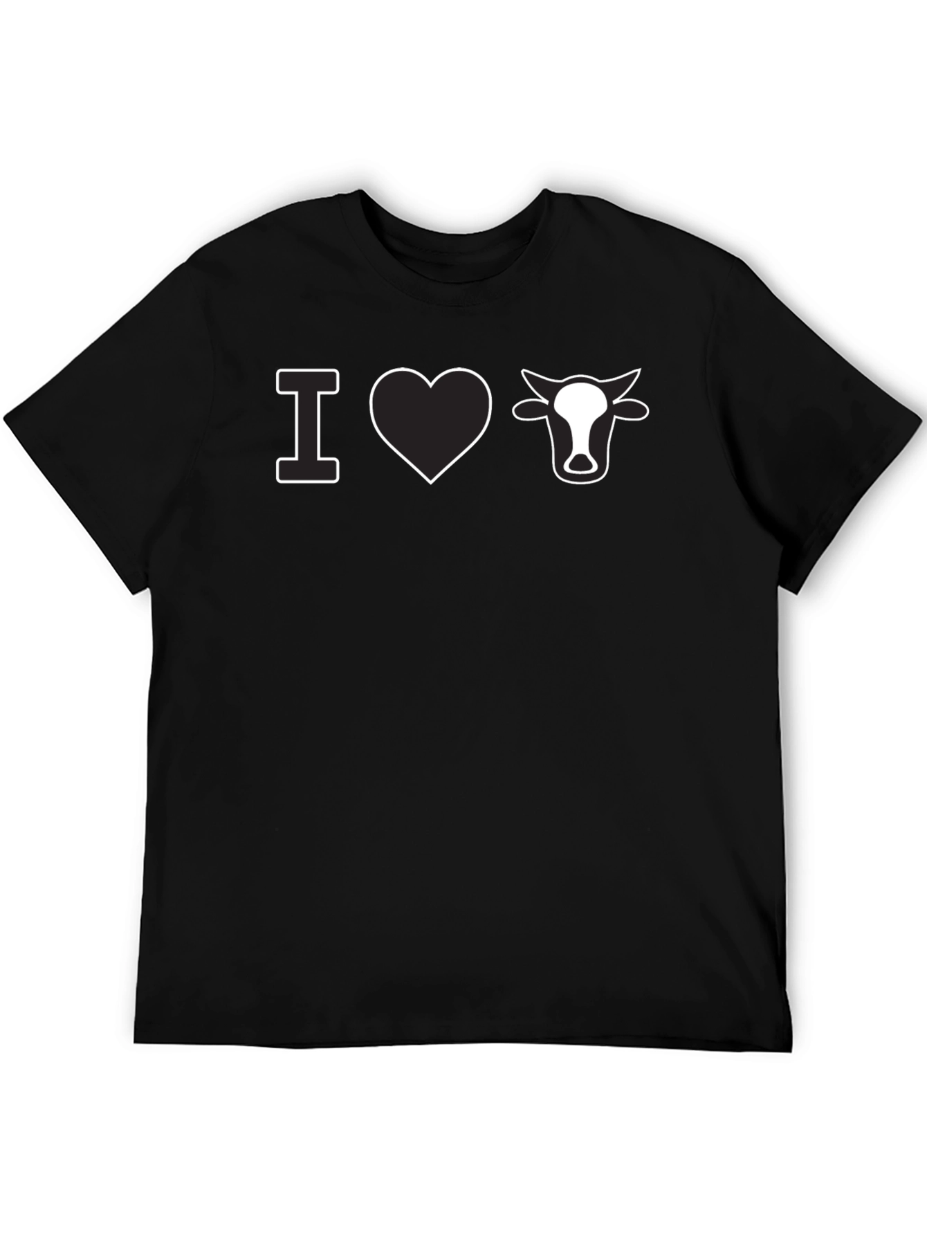 I Heart Cows T-Shirt - Black Graphic Tee