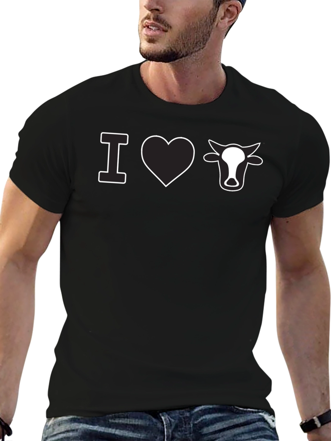 I Heart Cows T-Shirt - Black Graphic Tee