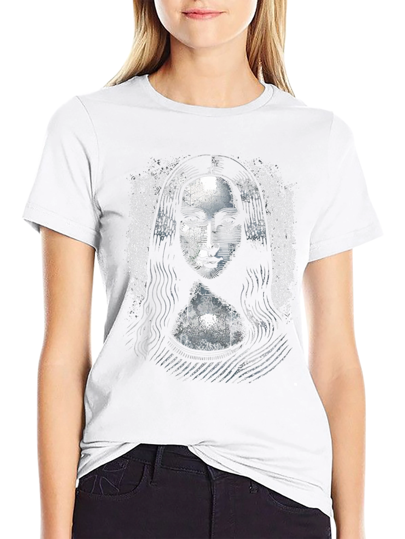 Mona Lisa Graphic Print Black T-Shirt