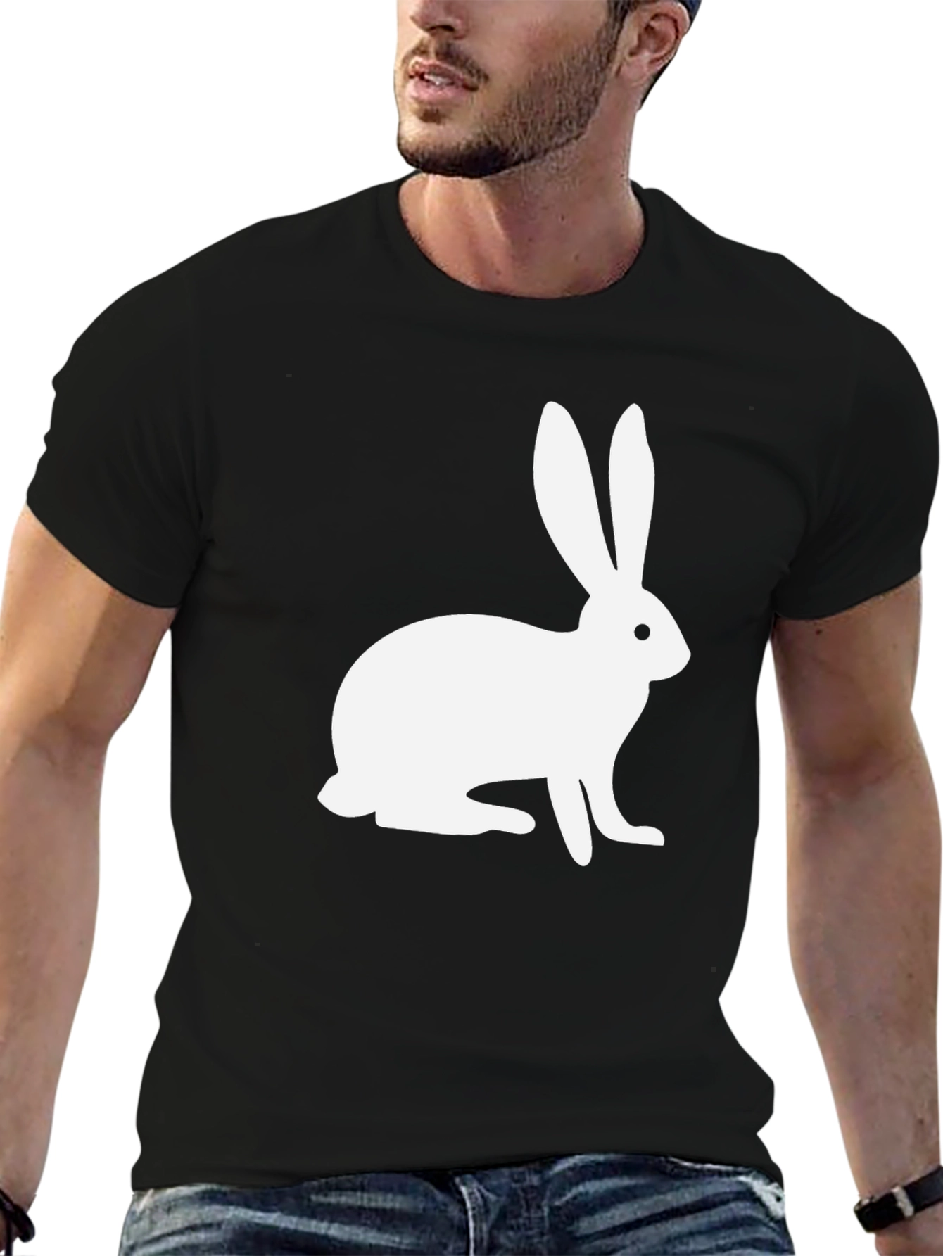 White Rabbit Graphic Black T-Shirt