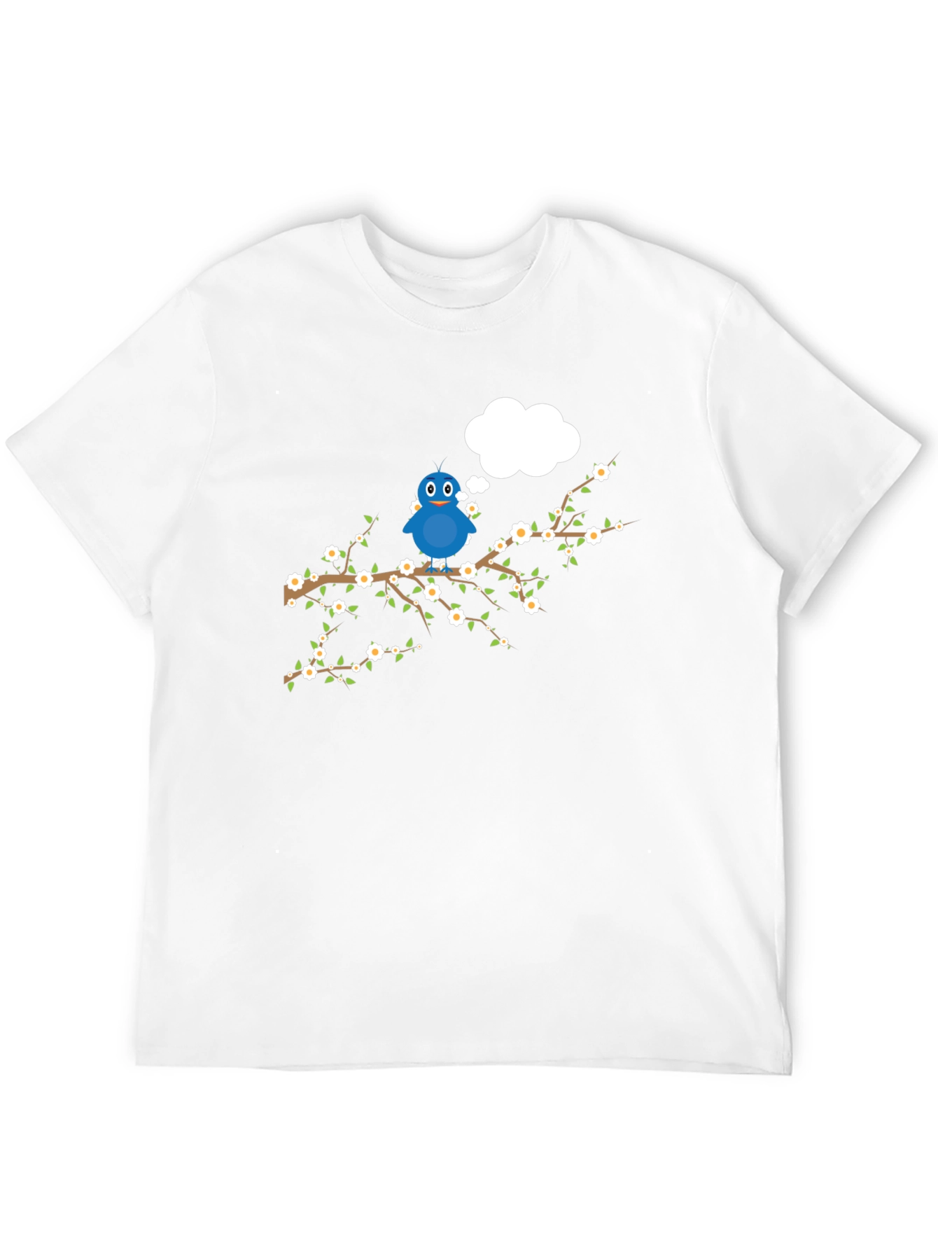 Blue Bird on Branch Graphic Tee - Black
