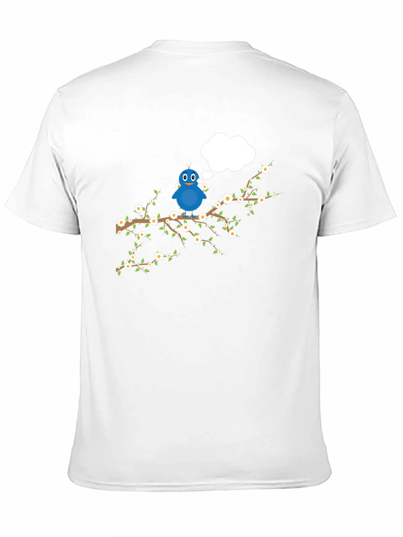Blue Bird on Branch Graphic Tee - Black