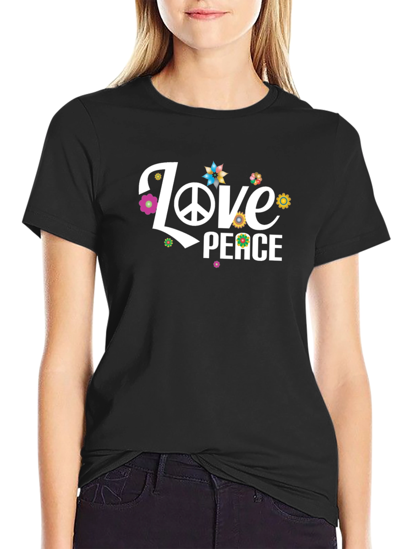 Love & Peace Graphic T-Shirt - Black