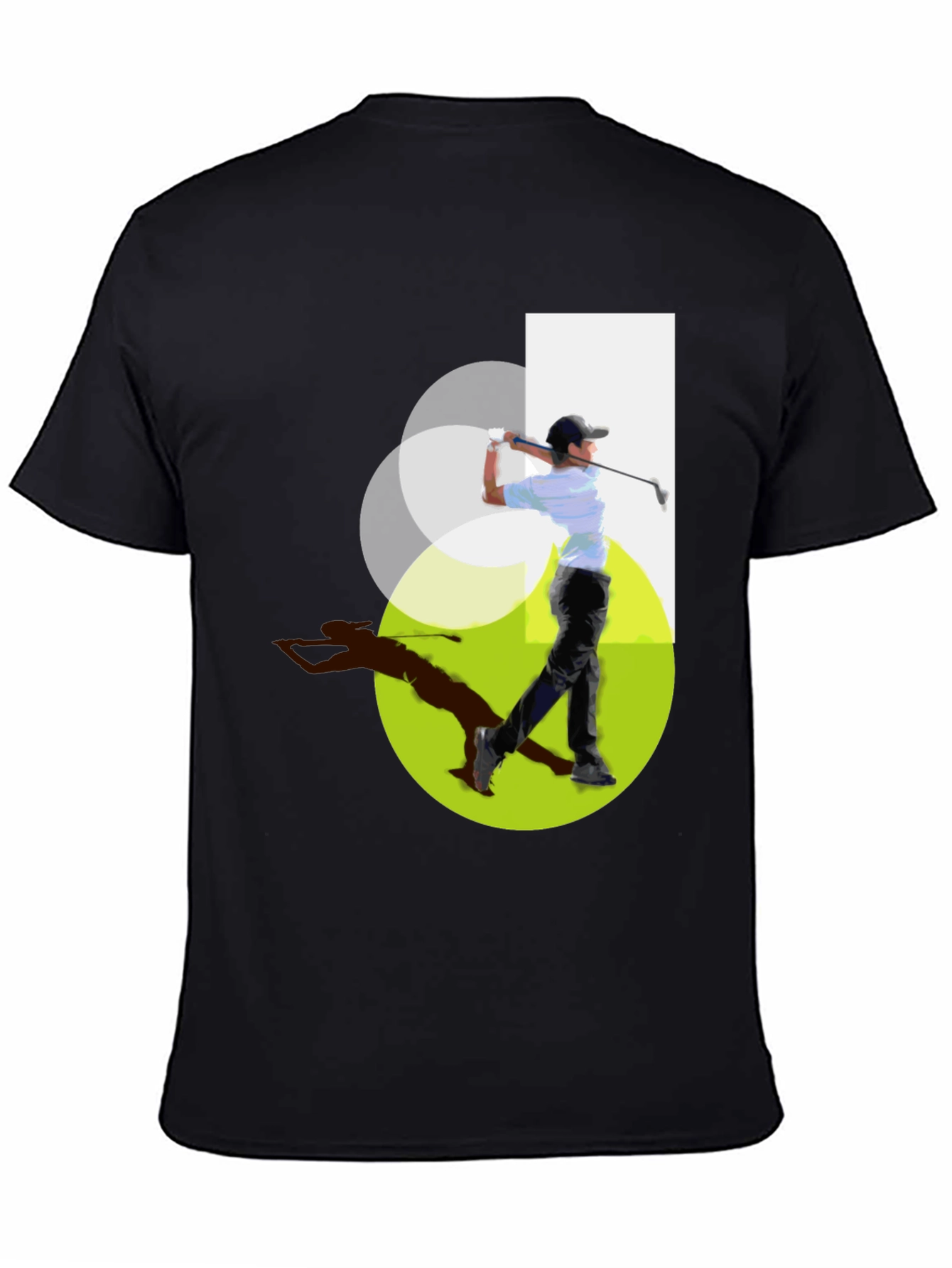 Golf Swing Graphic Tee - Black Cotton Casual Shirt