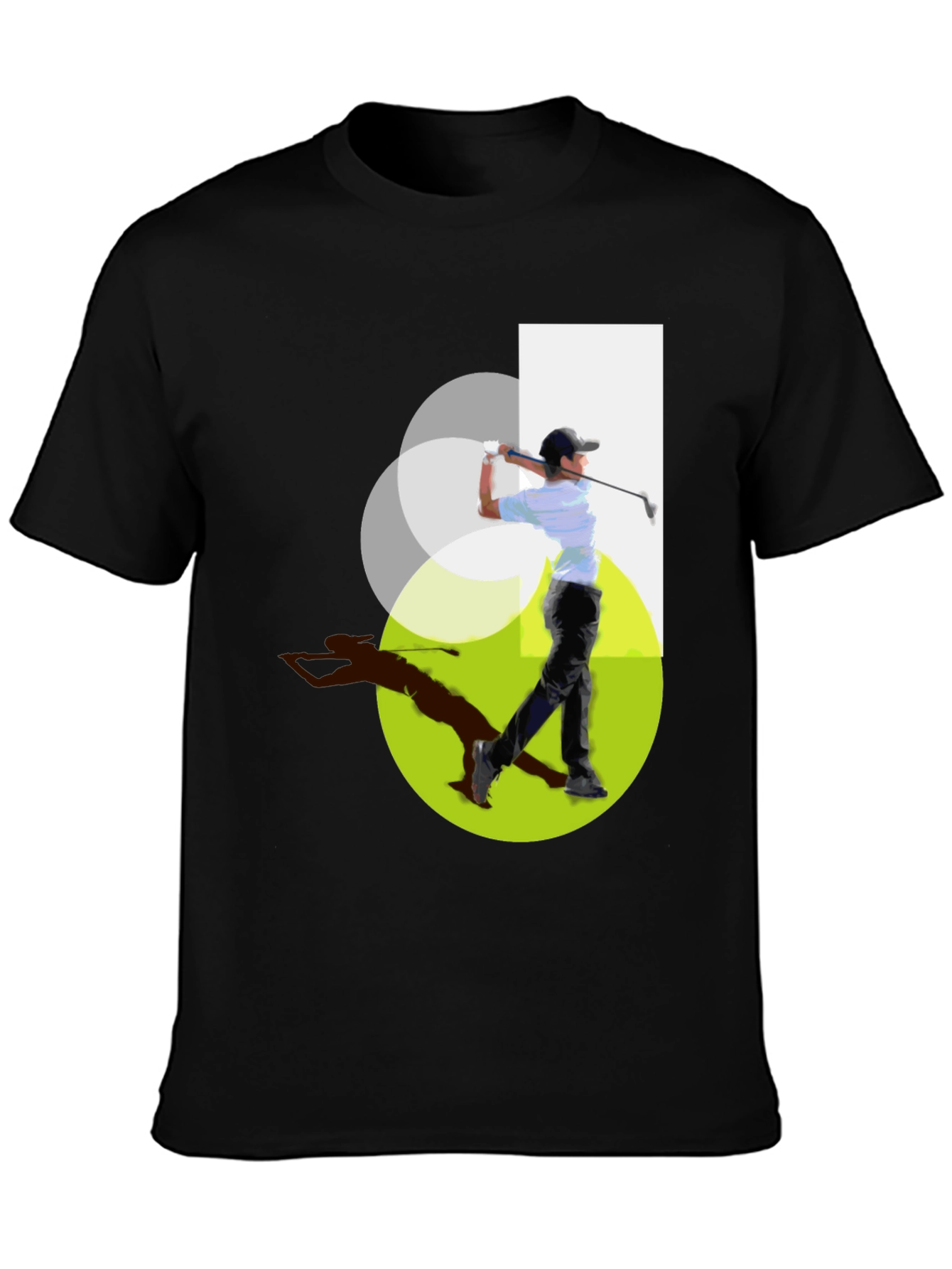 Golf Swing Graphic Tee - Black Cotton Casual Shirt