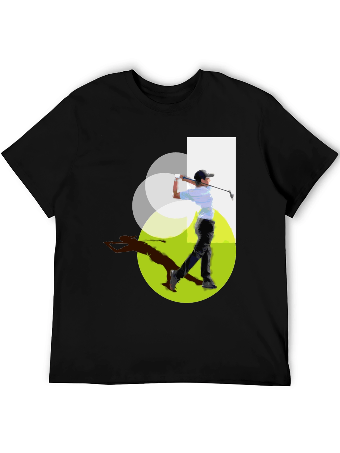 Golf Swing Graphic Tee - Black Cotton Casual Shirt