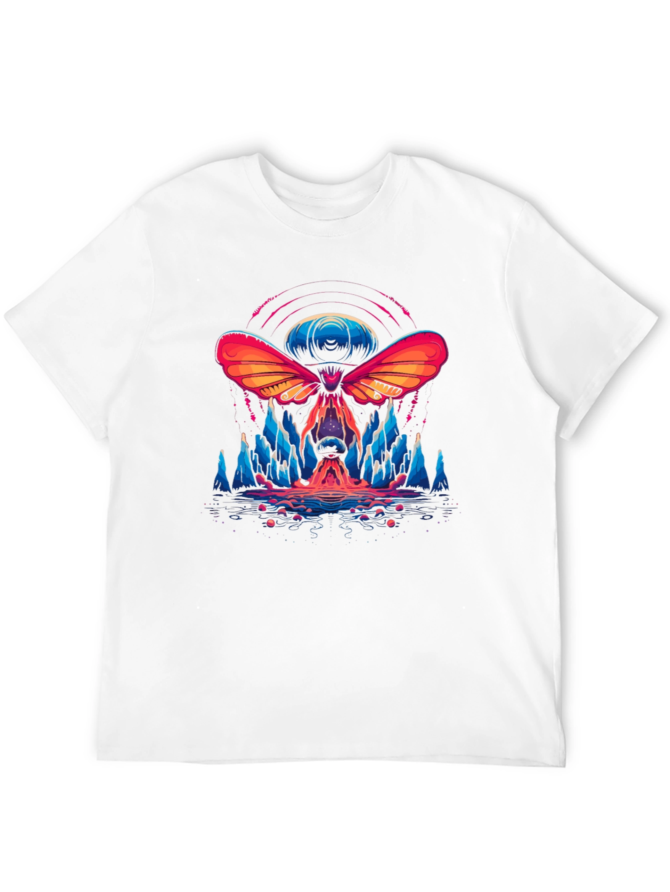 Psychedelic Moth Graphic T-Shirt - Black