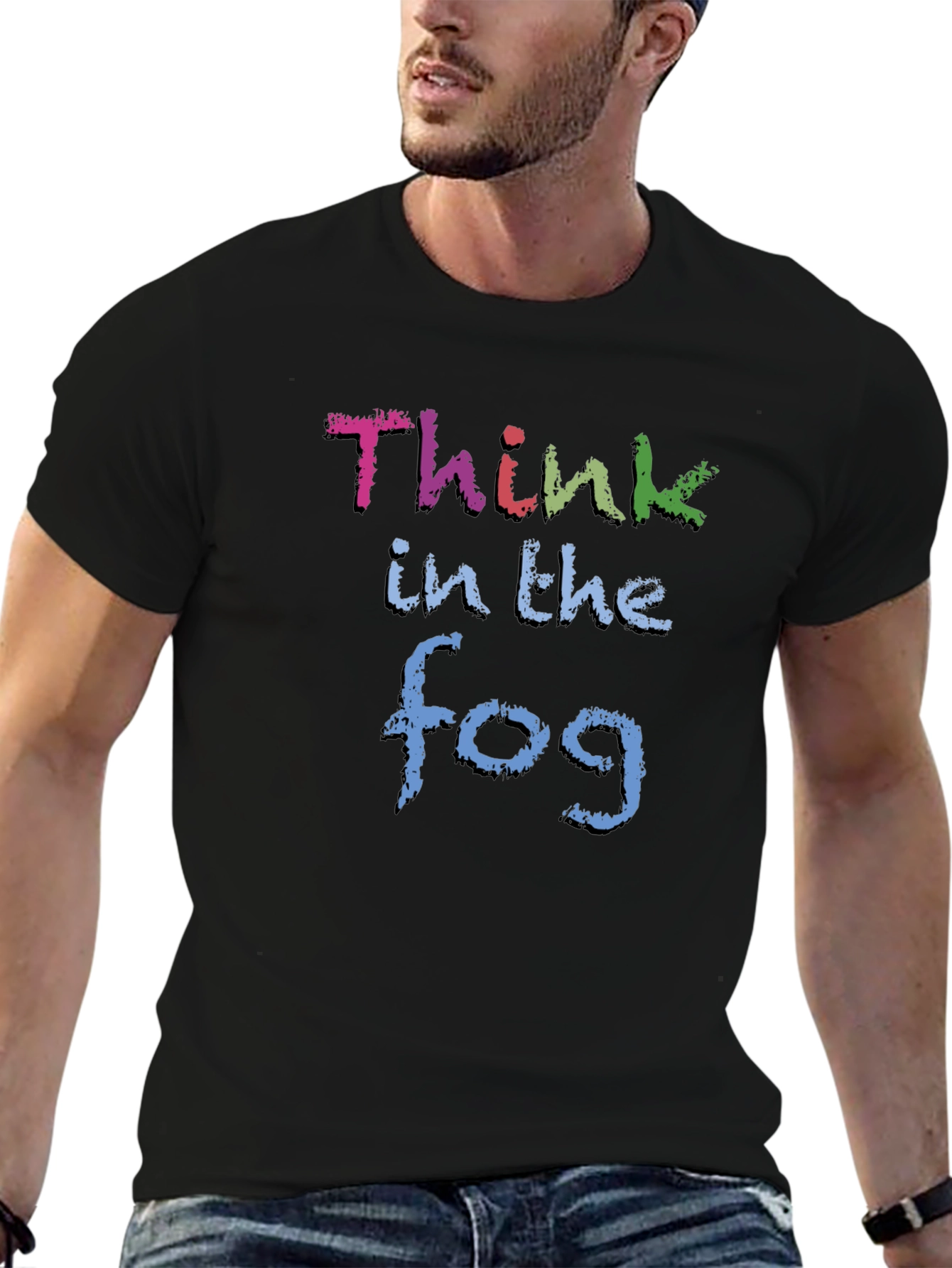 Think in the Fog Mens Black T-Shirt