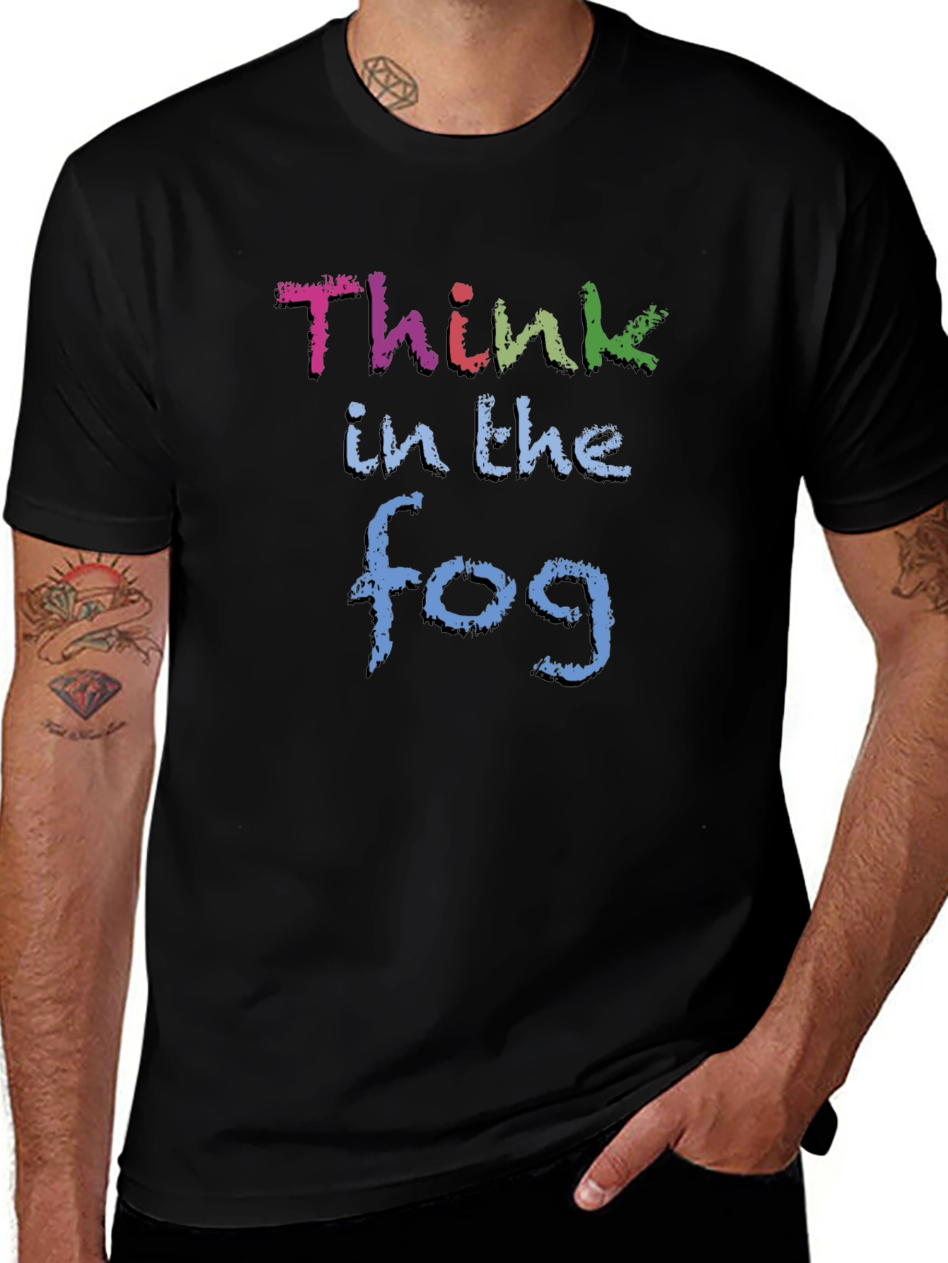 Think in the Fog Mens Black T-Shirt