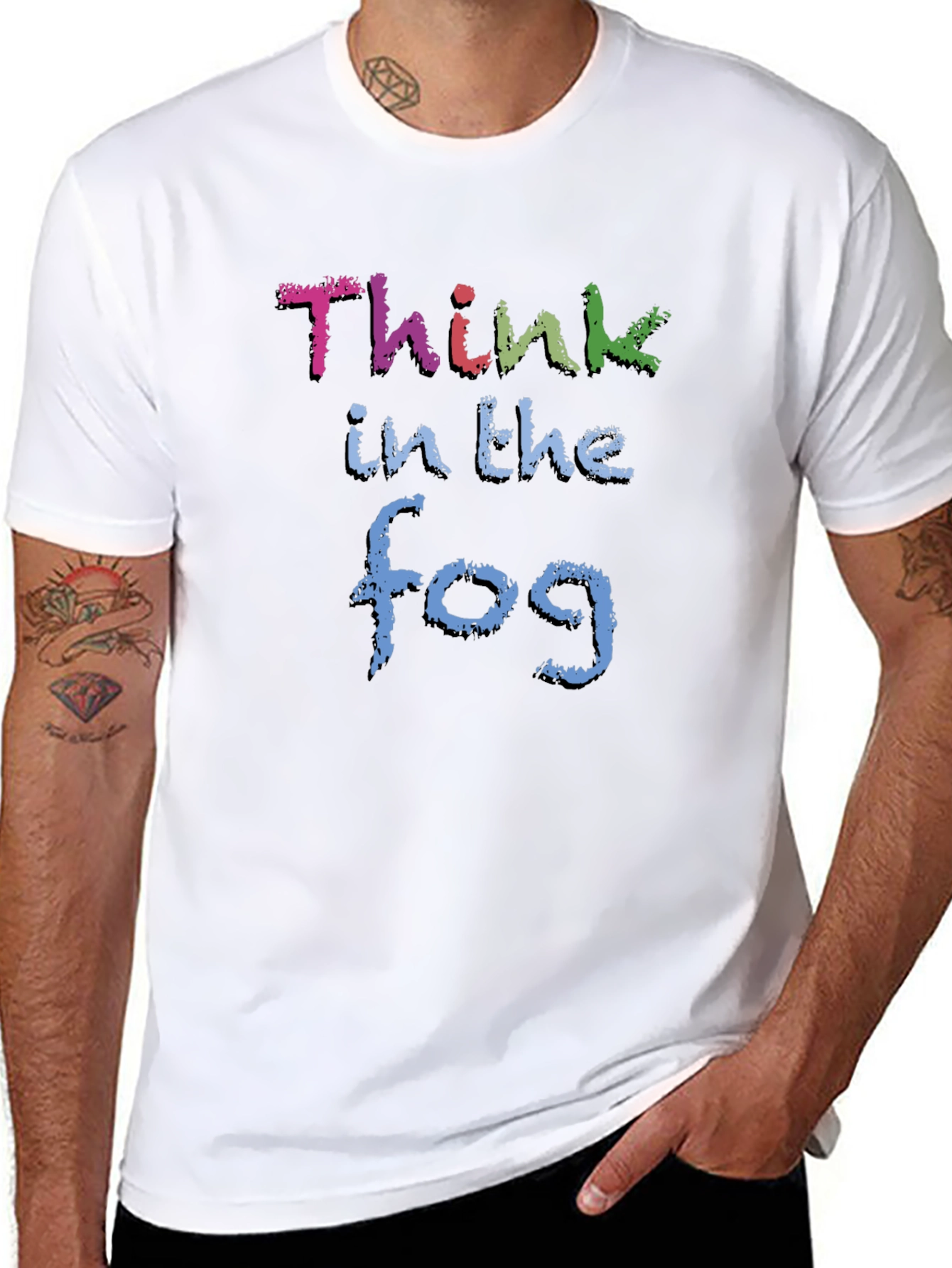 Think in the Fog Mens Black T-Shirt