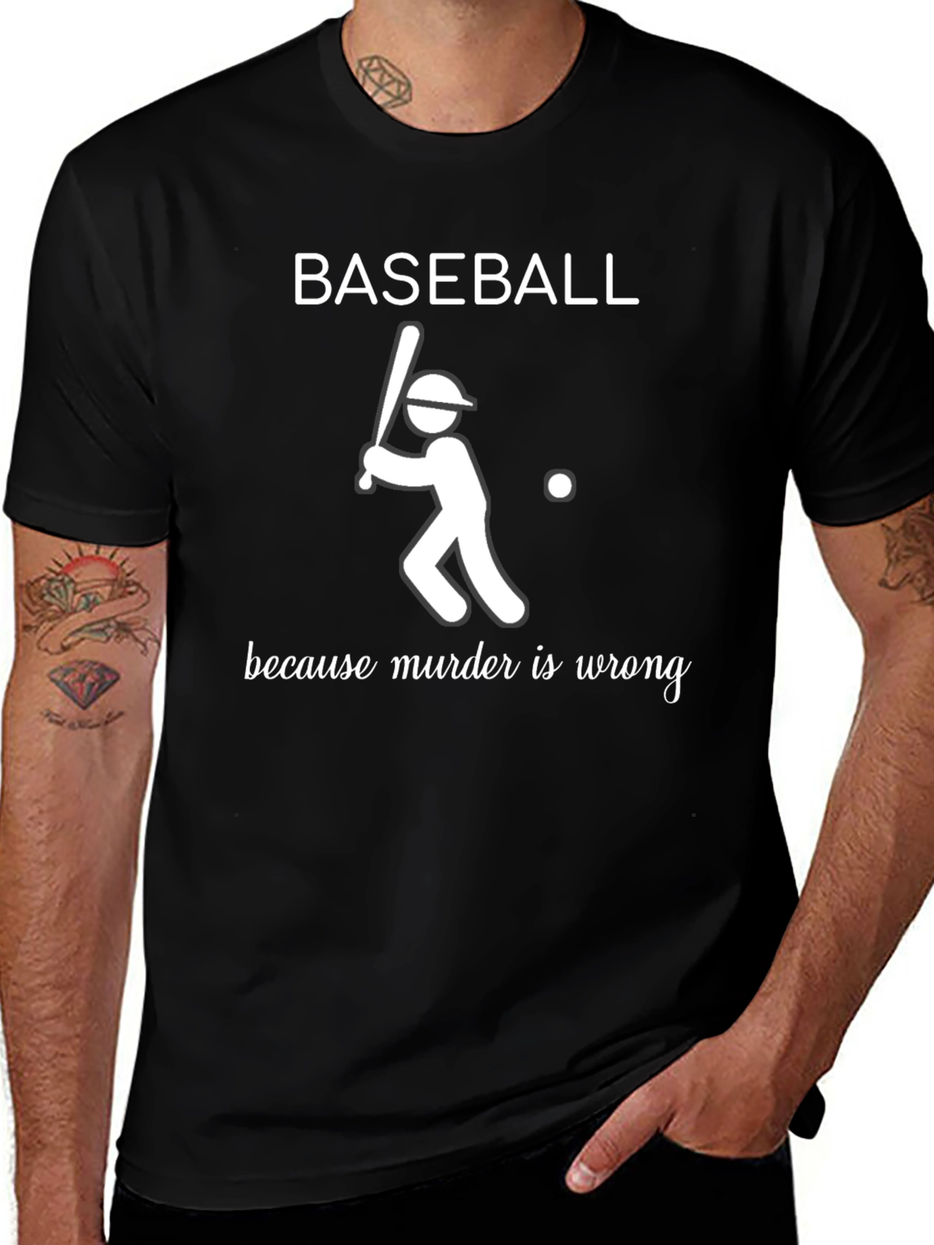 Baseball Because Murder Is Wrong Mens T-Shirt