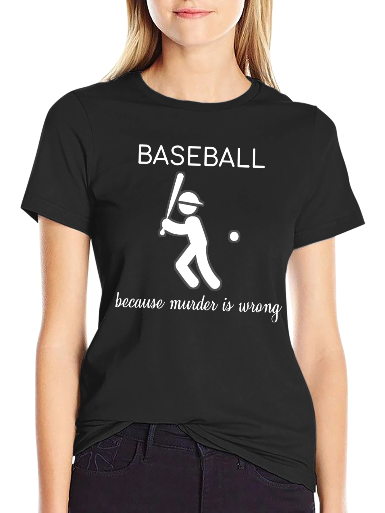 Baseball Because Murder Is Wrong Mens T-Shirt