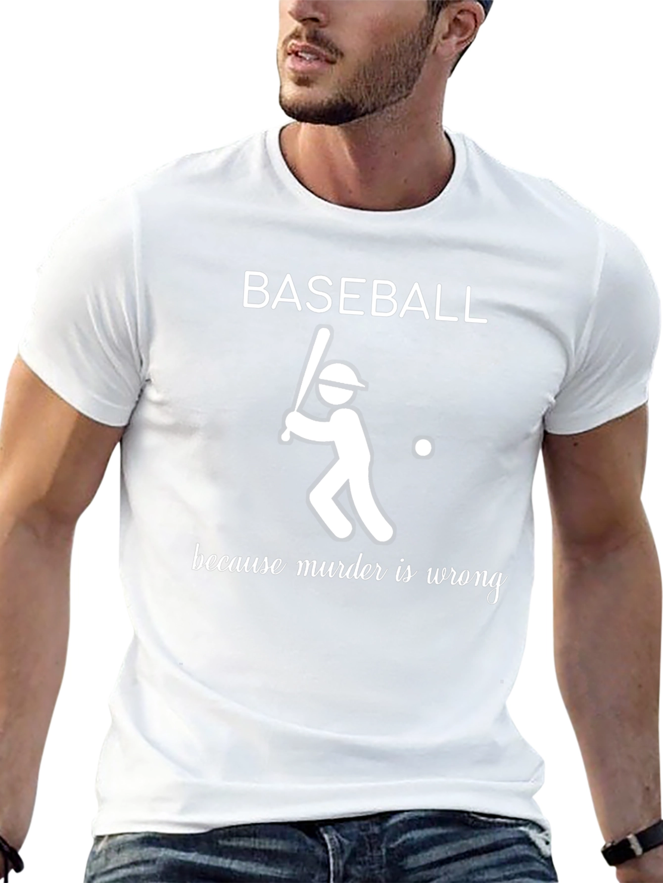 Baseball Because Murder Is Wrong Mens T-Shirt