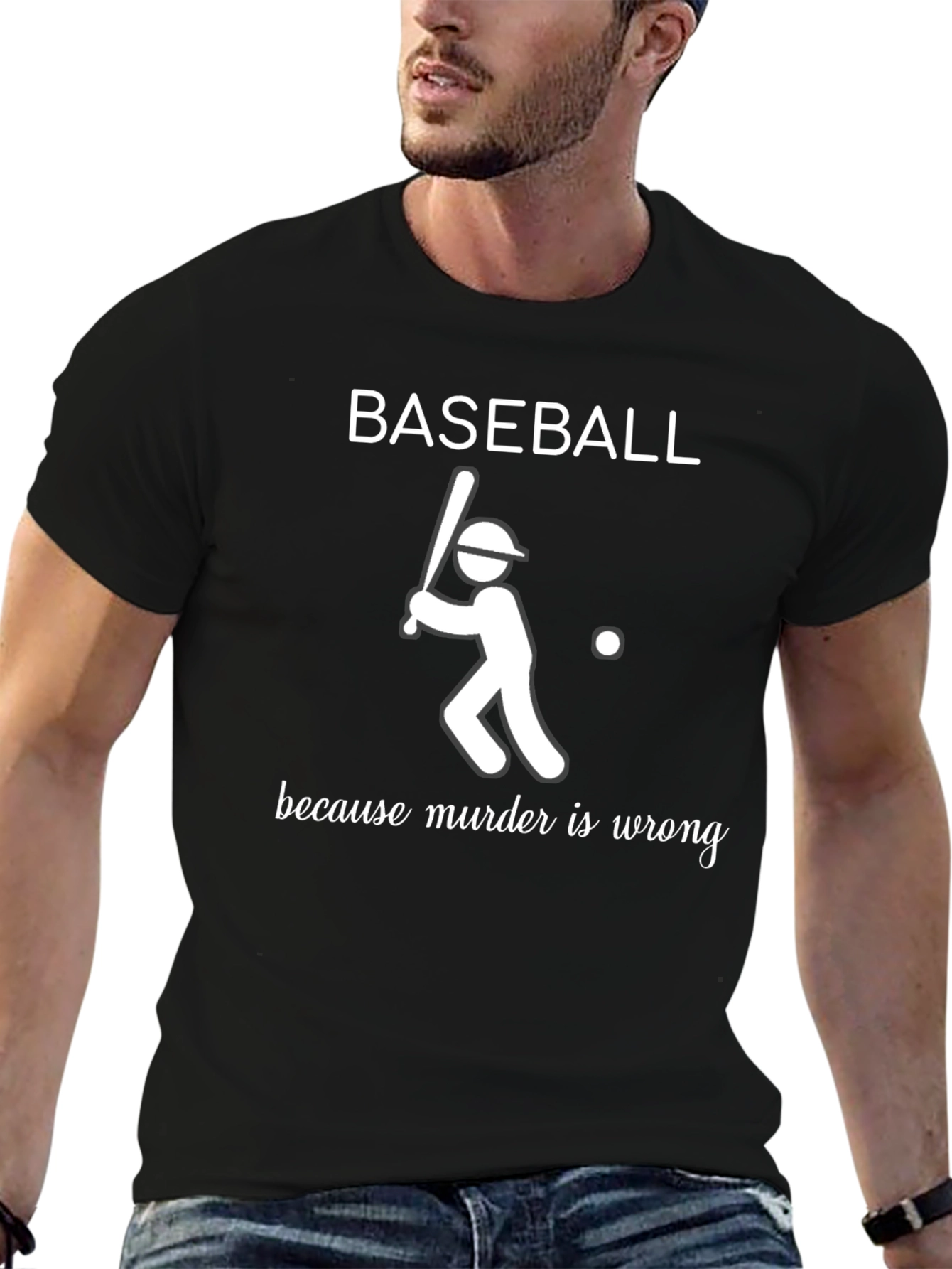 Baseball Because Murder Is Wrong Mens T-Shirt