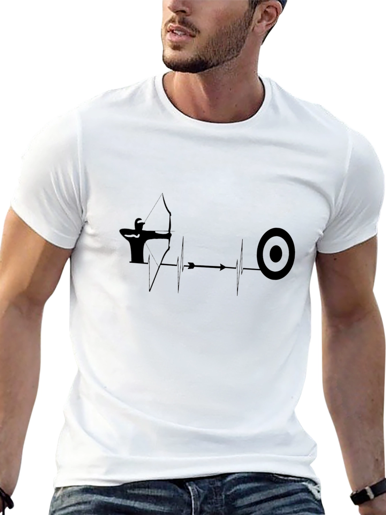 Archery Heartbeat T-Shirt - Black Cotton Tee