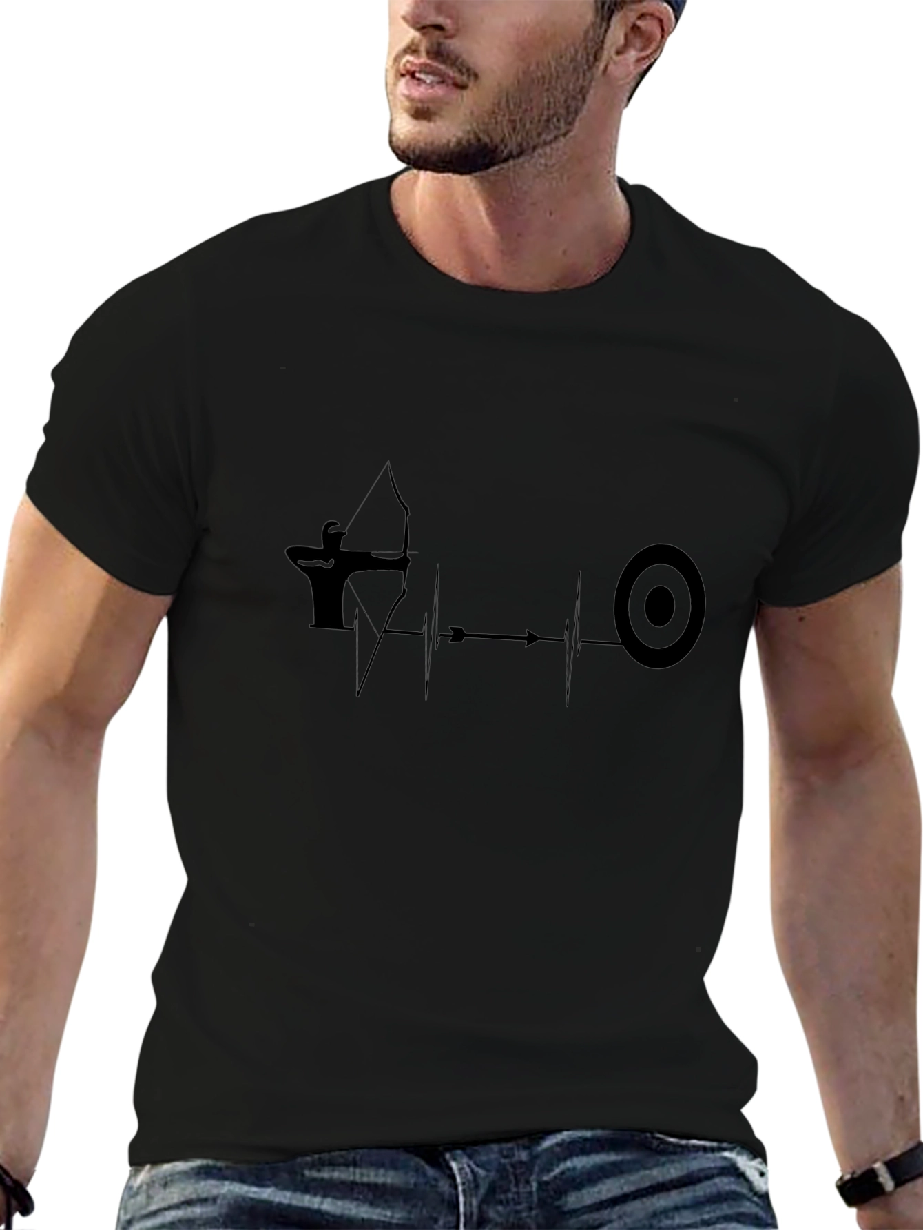 Archery Heartbeat T-Shirt - Black Cotton Tee