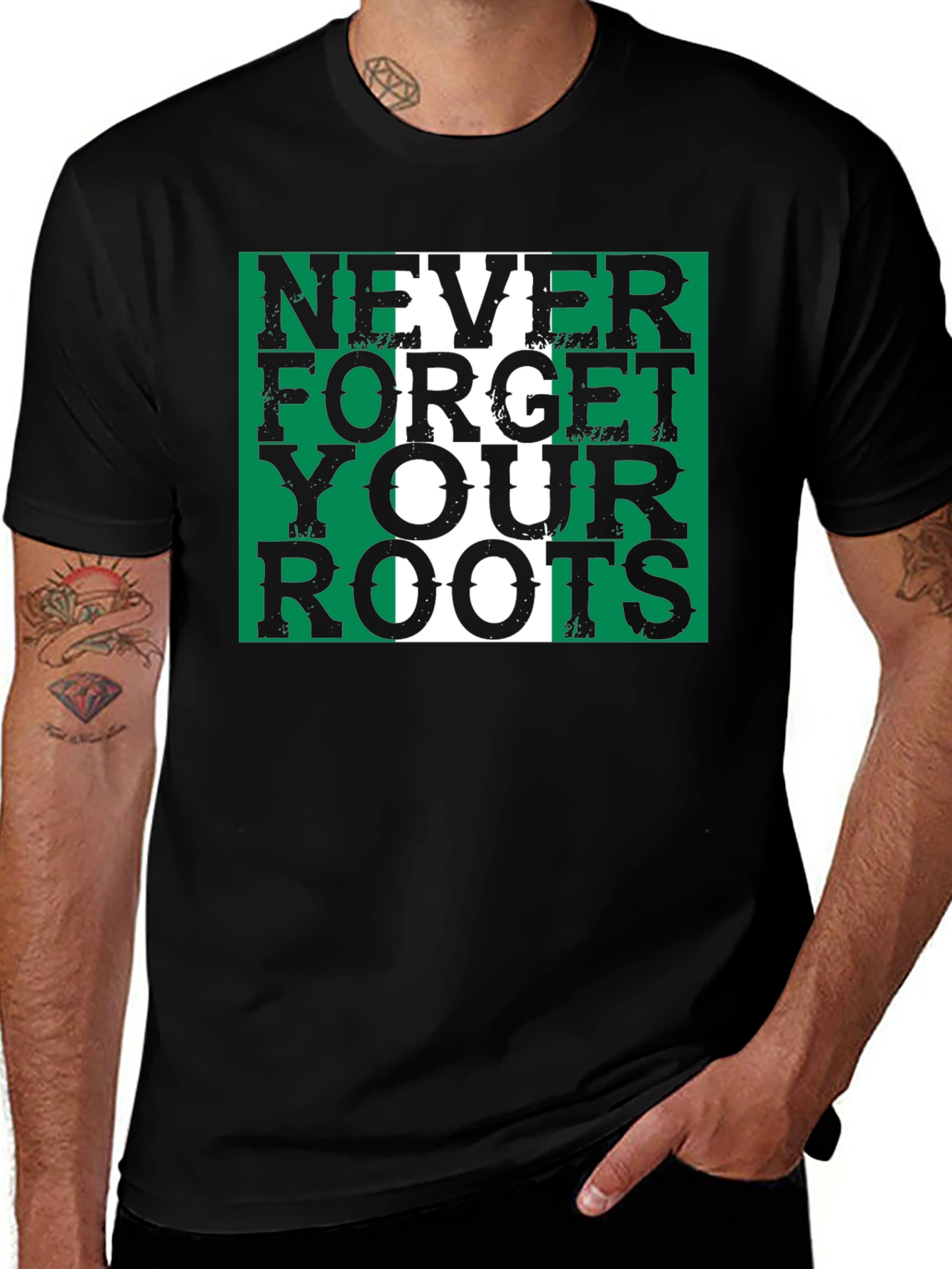 Nigeria Roots T-Shirt - Green & White Pride