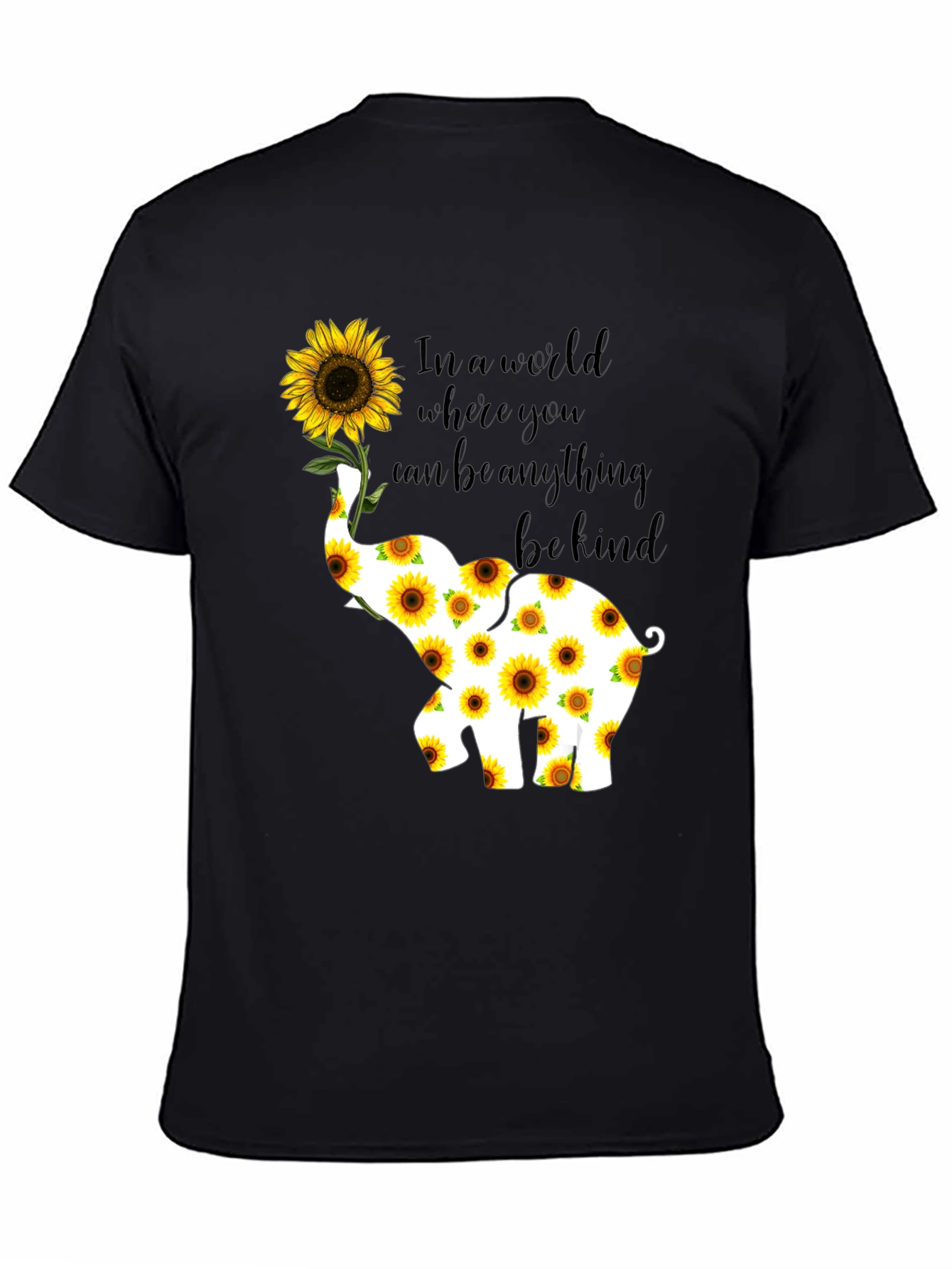 Elephant Sunflower Graphic Tee - Be Kind T-Shirt
