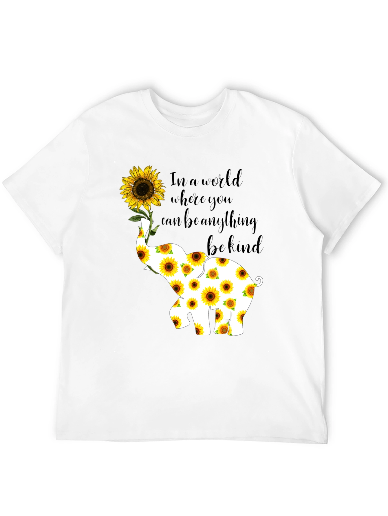 Elephant Sunflower Graphic Tee - Be Kind T-Shirt