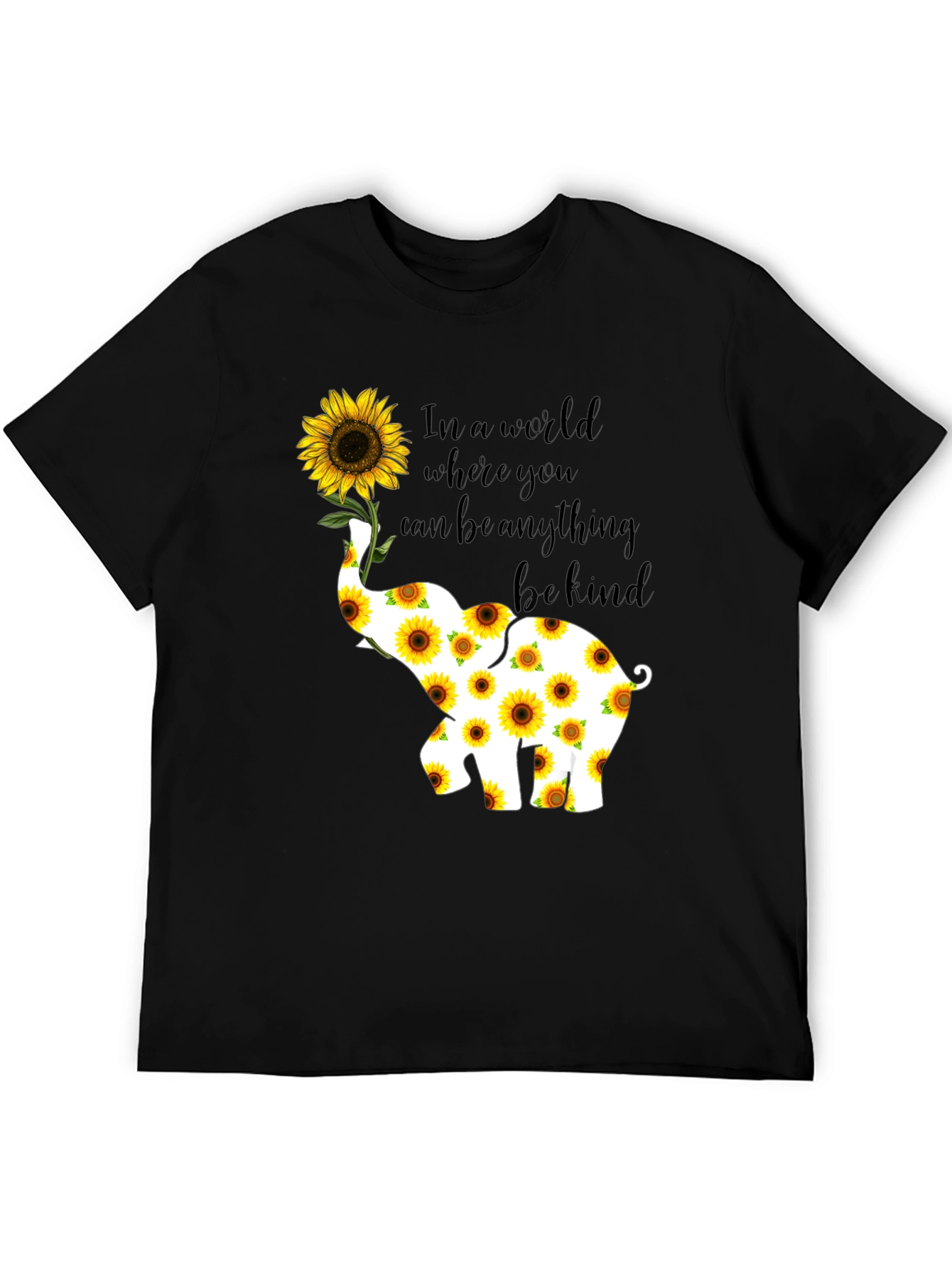 Elephant Sunflower Graphic Tee - Be Kind T-Shirt