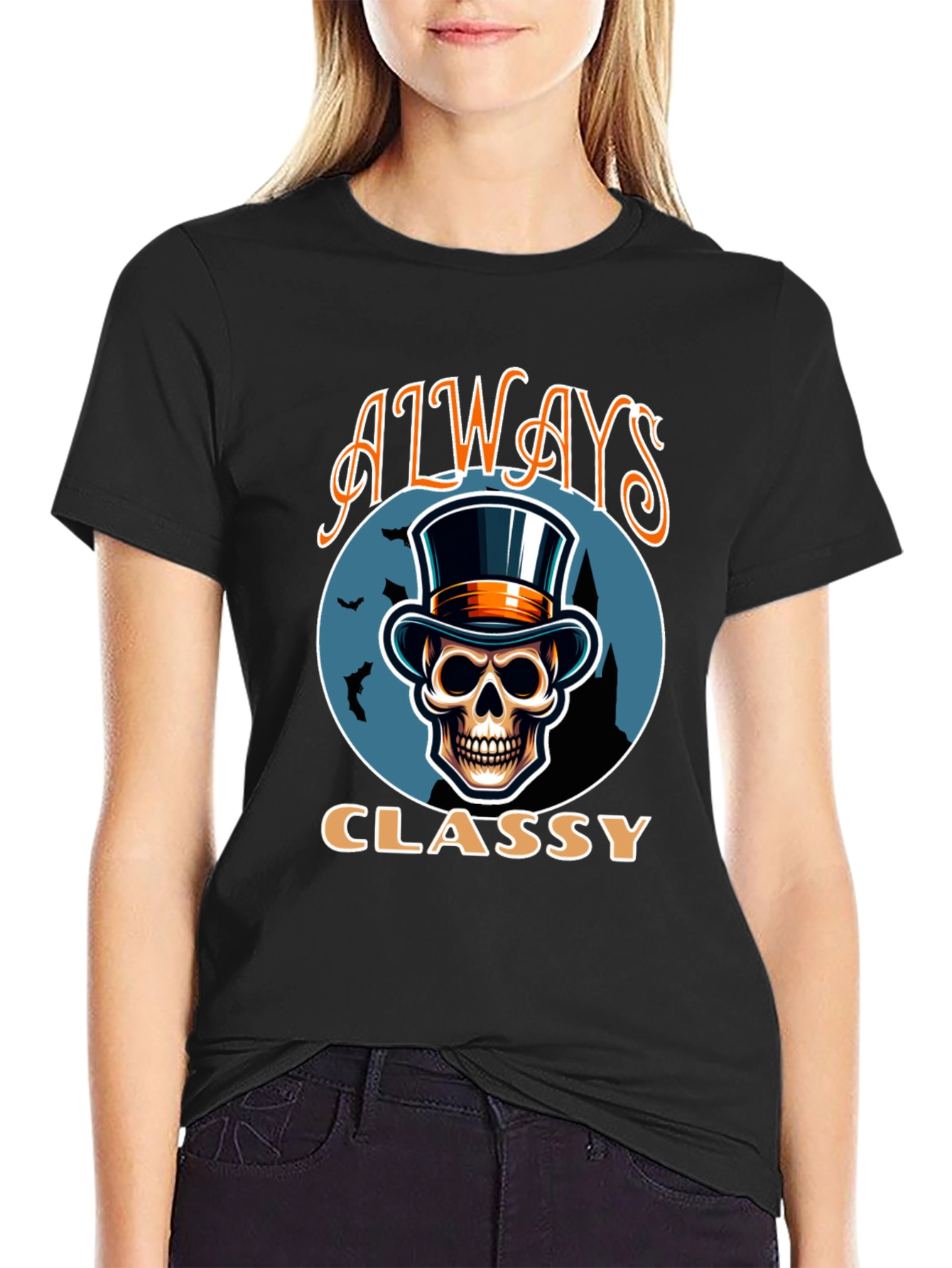 Always Classy Skull Top Hat T-Shirt