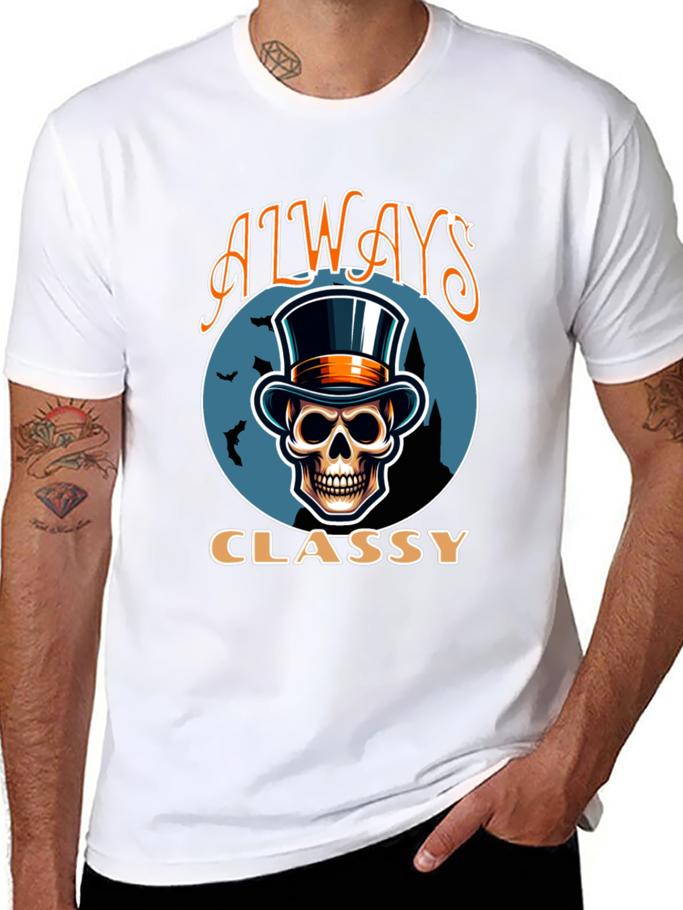 Always Classy Skull Top Hat T-Shirt