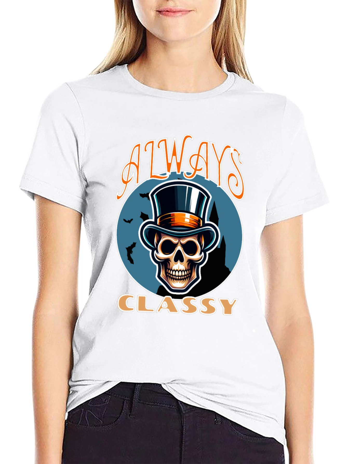 Always Classy Skull Top Hat T-Shirt