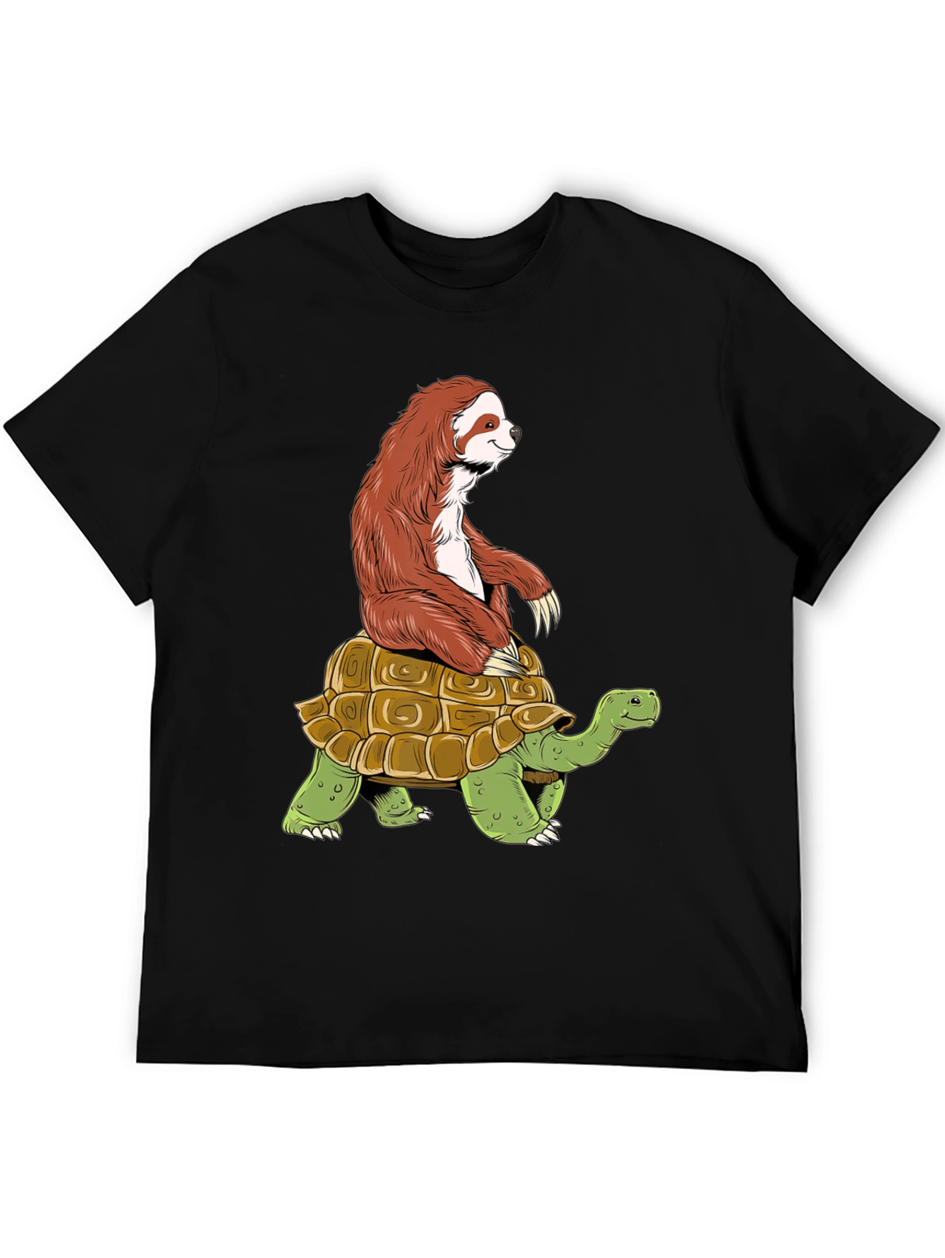 Sloth Riding Turtle Graphic Tee - Funny Animal Shirt