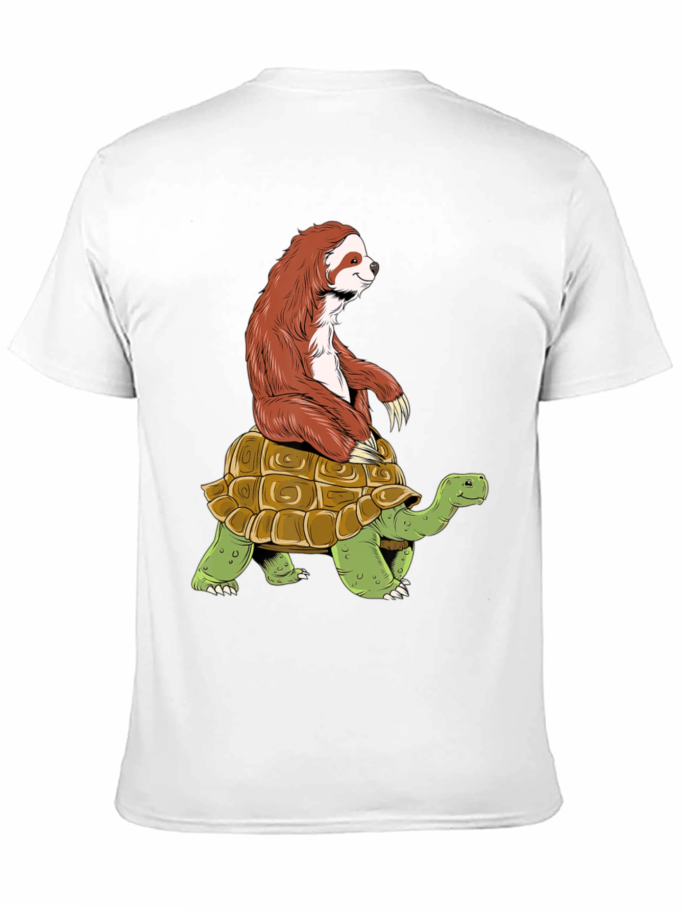 Sloth Riding Turtle Graphic Tee - Funny Animal Shirt