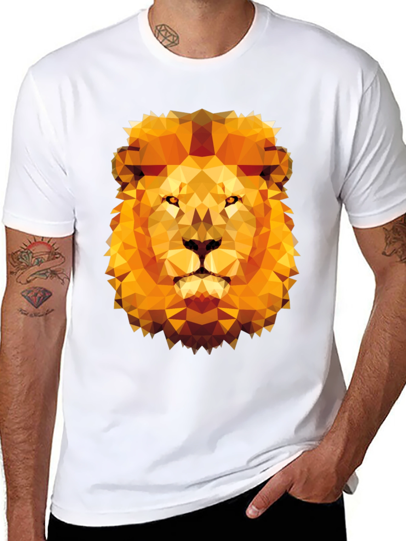 Geometric Lion Graphic Tee - Modern Style