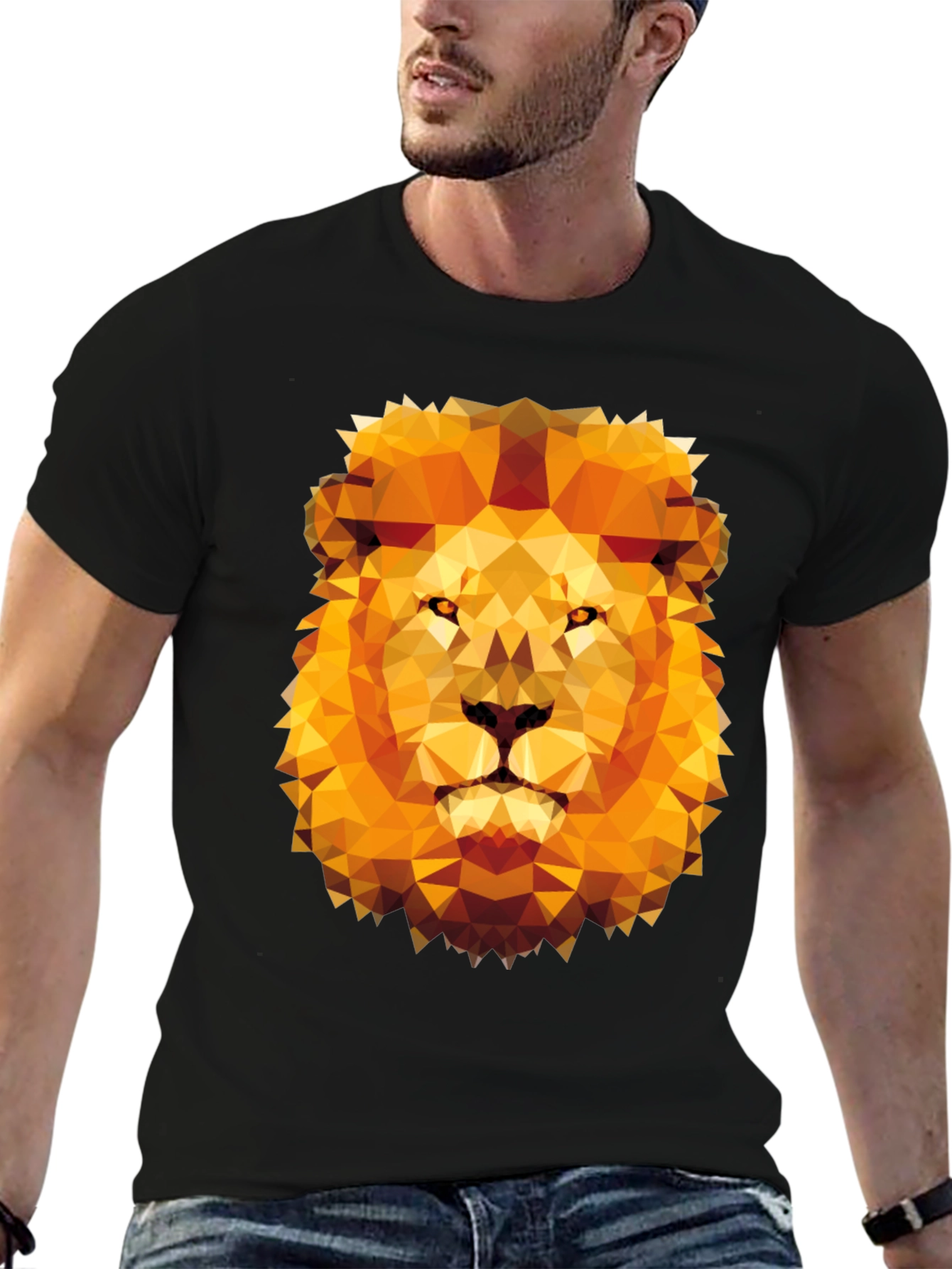 Geometric Lion Graphic Tee - Modern Style