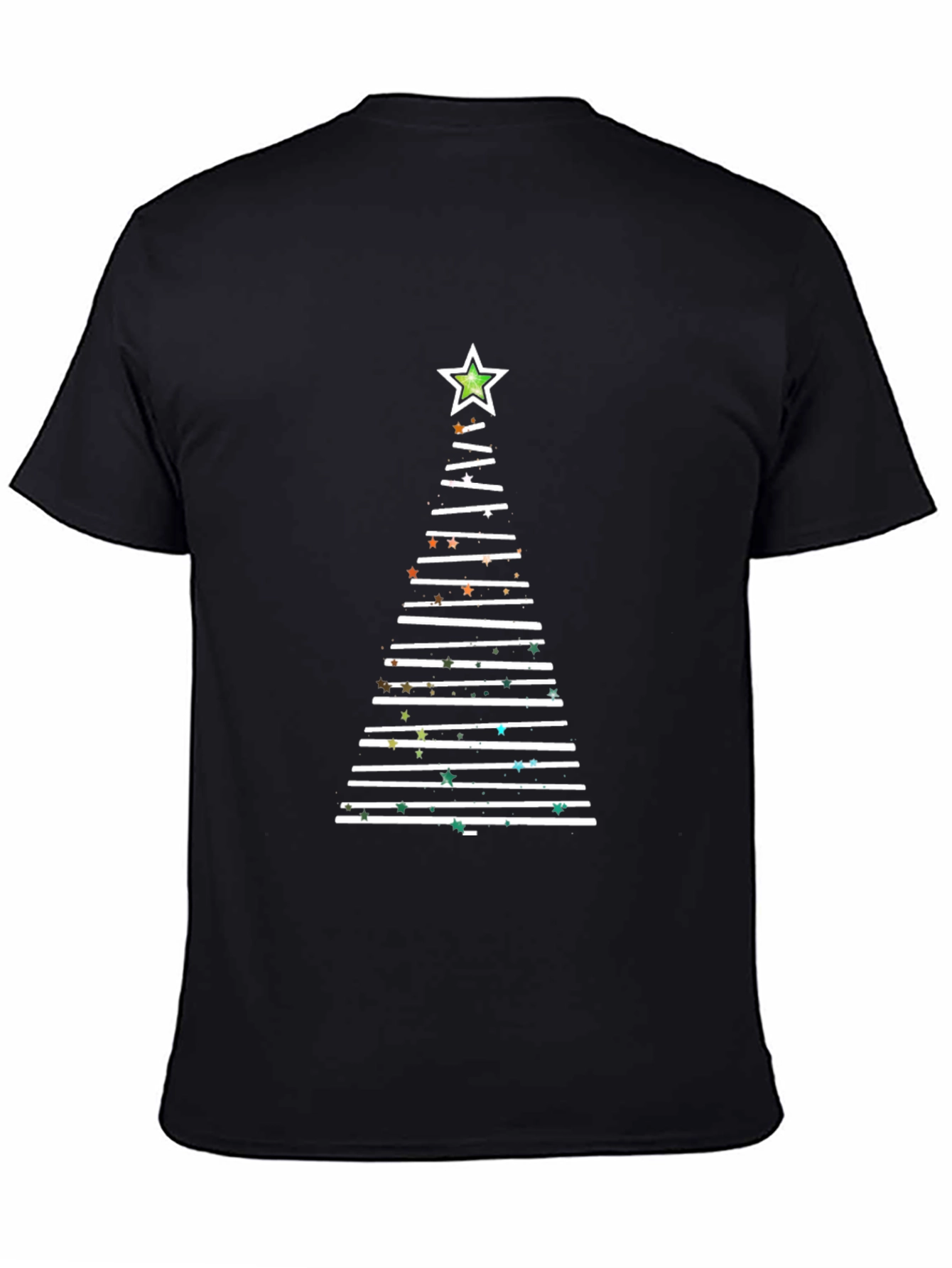 Festive Christmas Tree Line Art T-Shirt