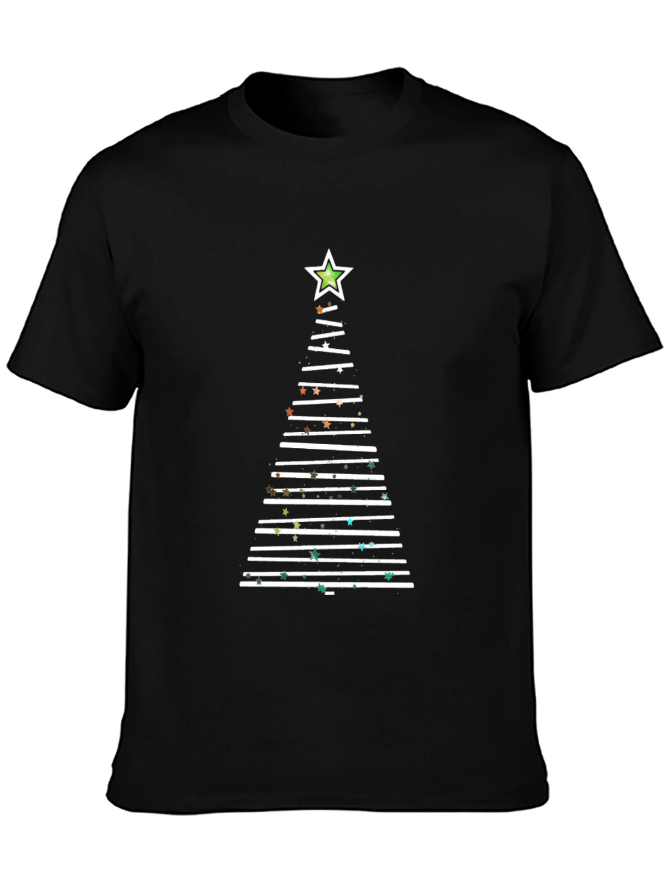 Festive Christmas Tree Line Art T-Shirt