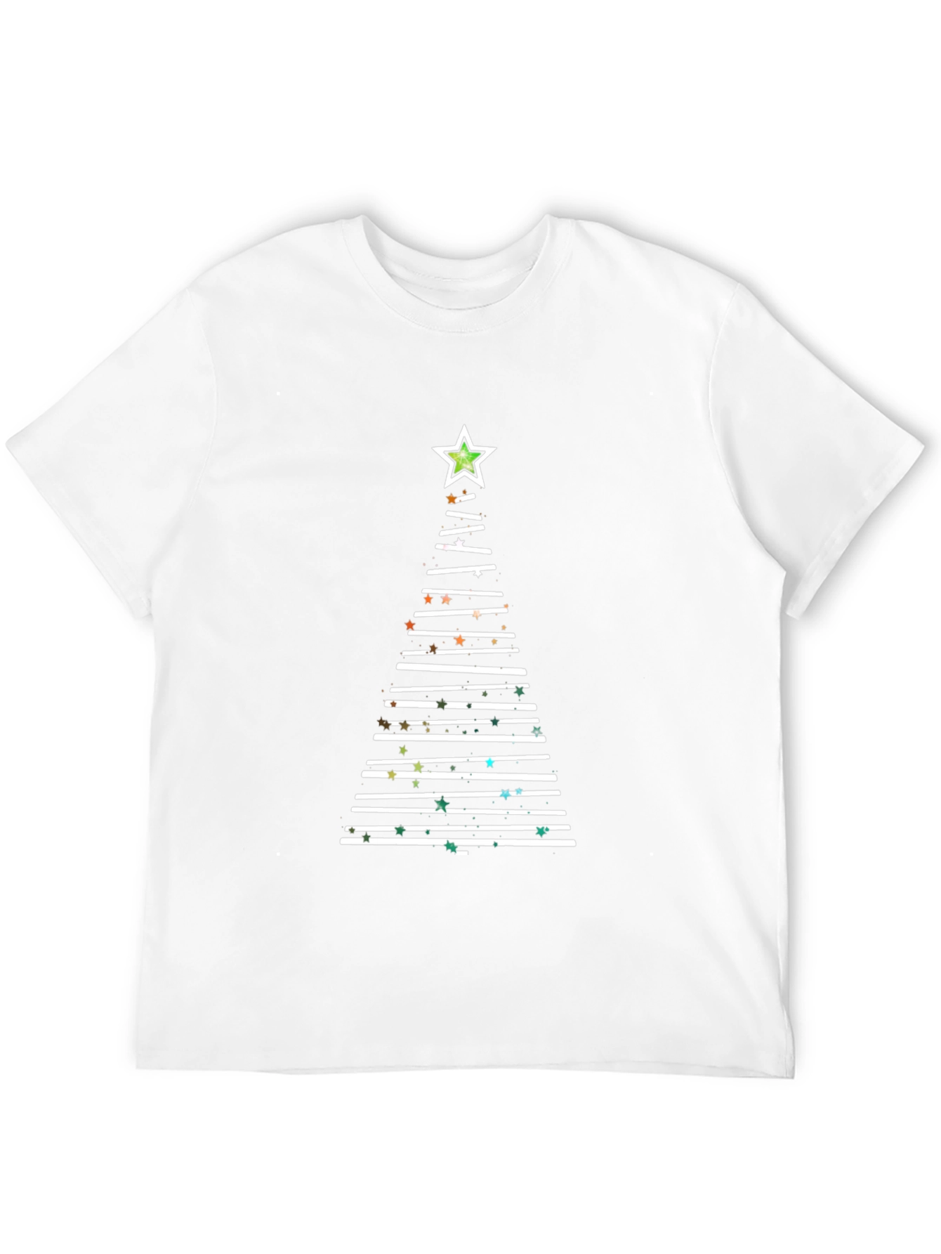 Festive Christmas Tree Line Art T-Shirt
