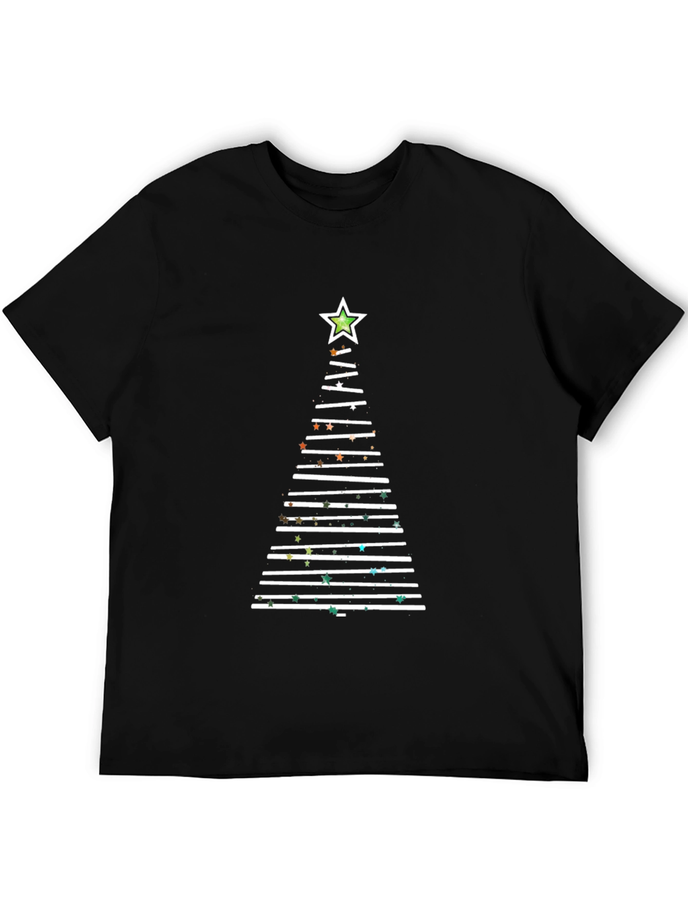 Festive Christmas Tree Line Art T-Shirt