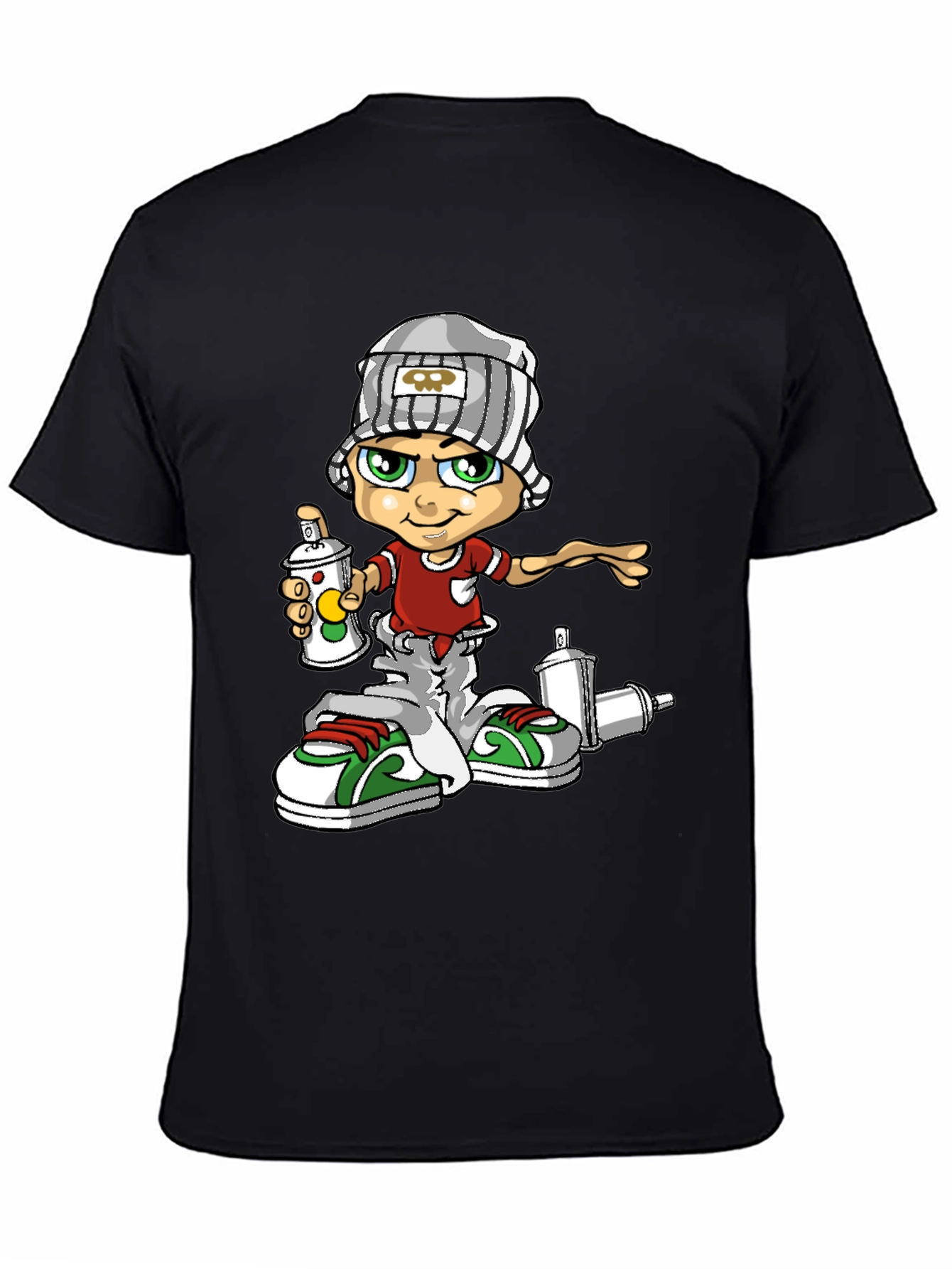 Graffiti Artist T-Shirt: Cartoon Spray Paint Design
