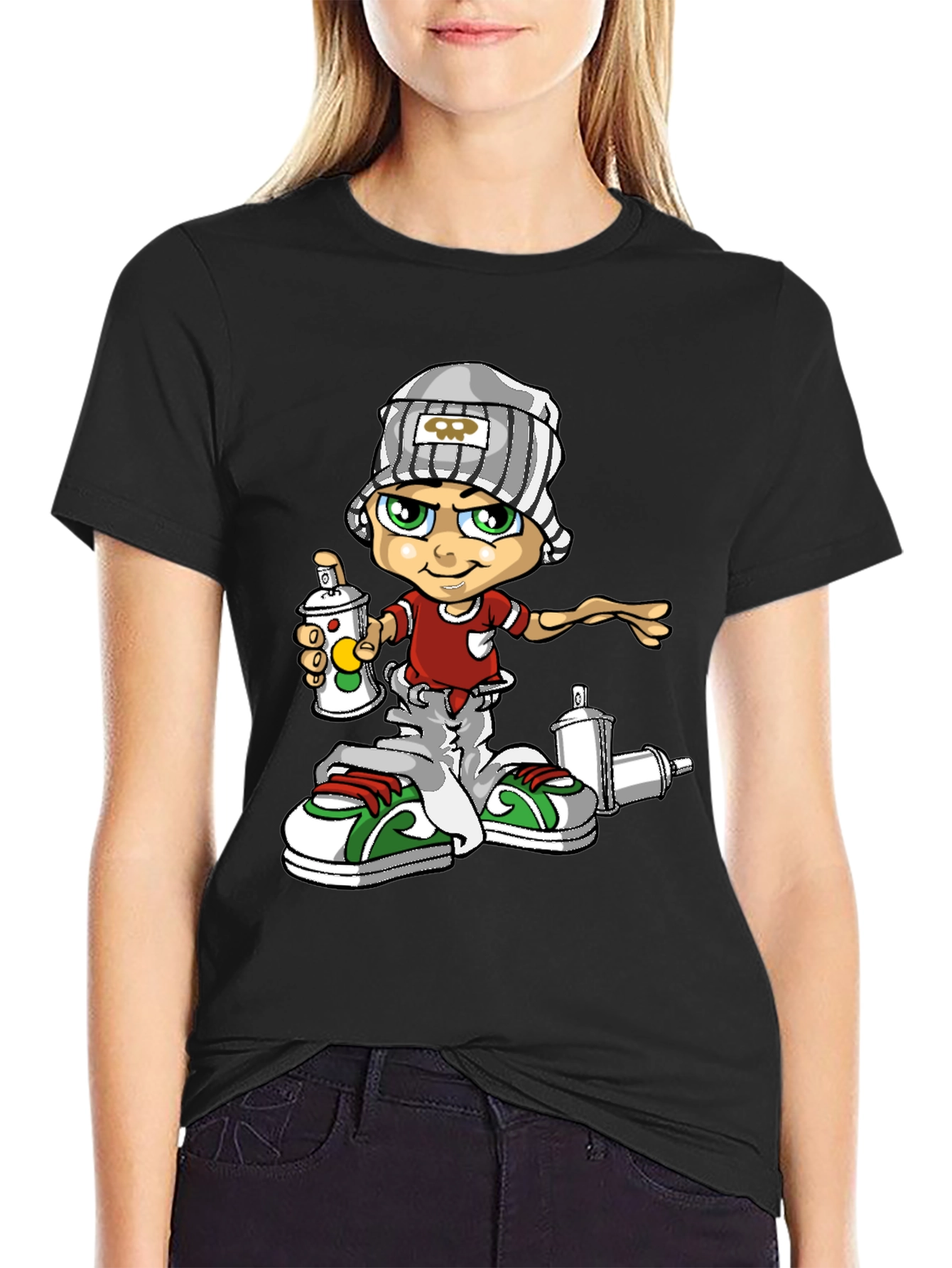 Graffiti Artist T-Shirt: Cartoon Spray Paint Design